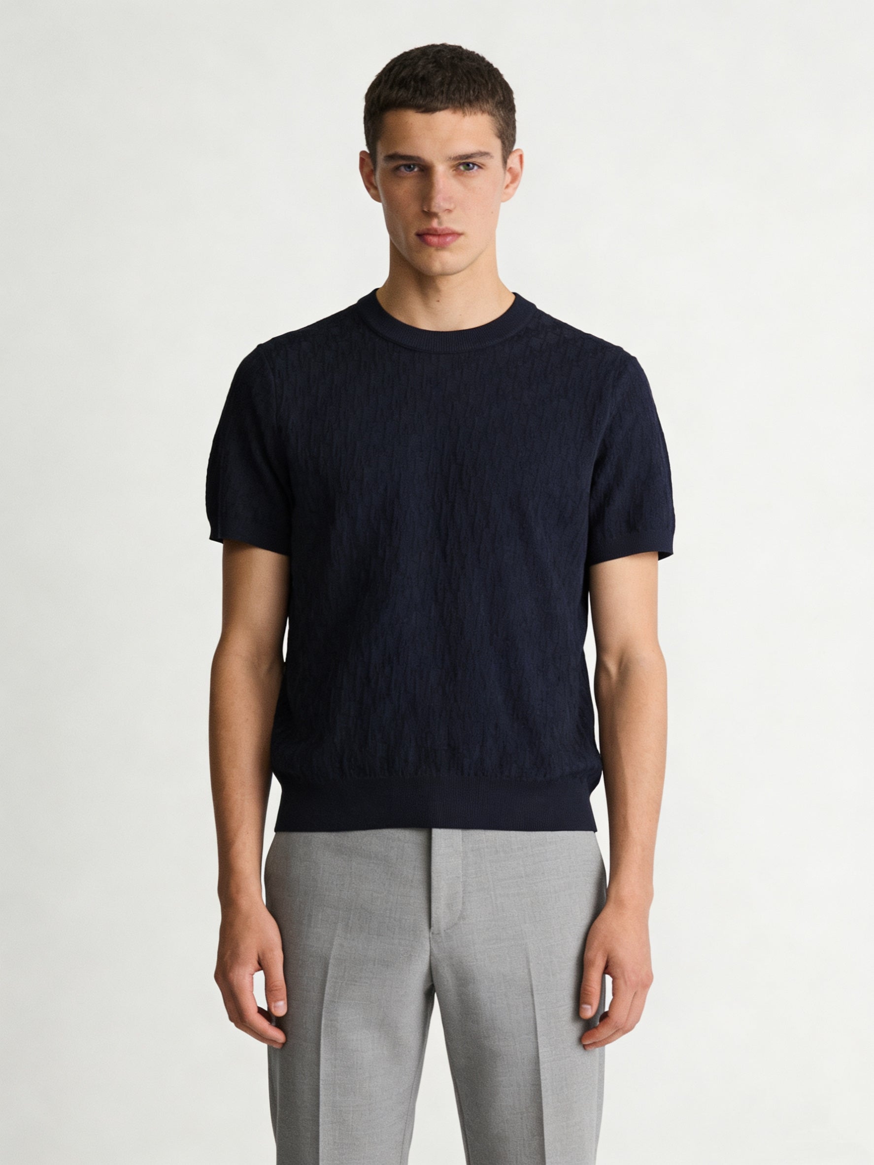 Off-white and Navy blue T-Shirt