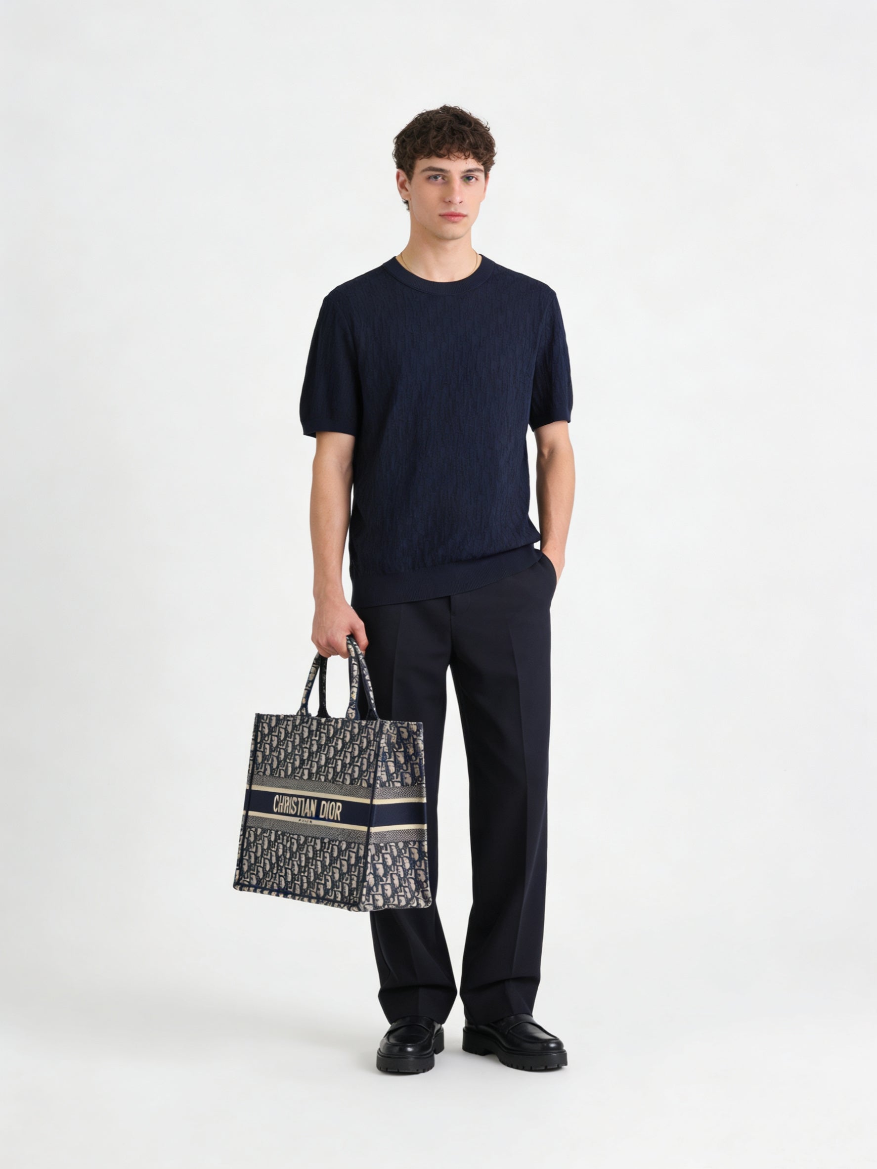 Off-white and Navy blue T-Shirt