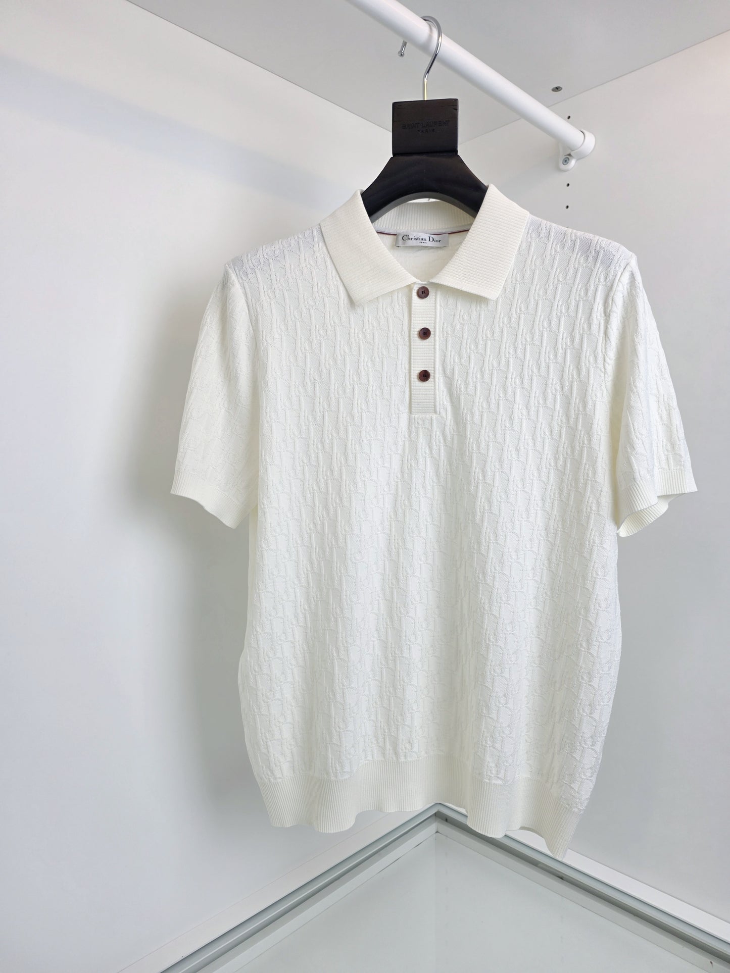 Off-white and Navy blue Polo