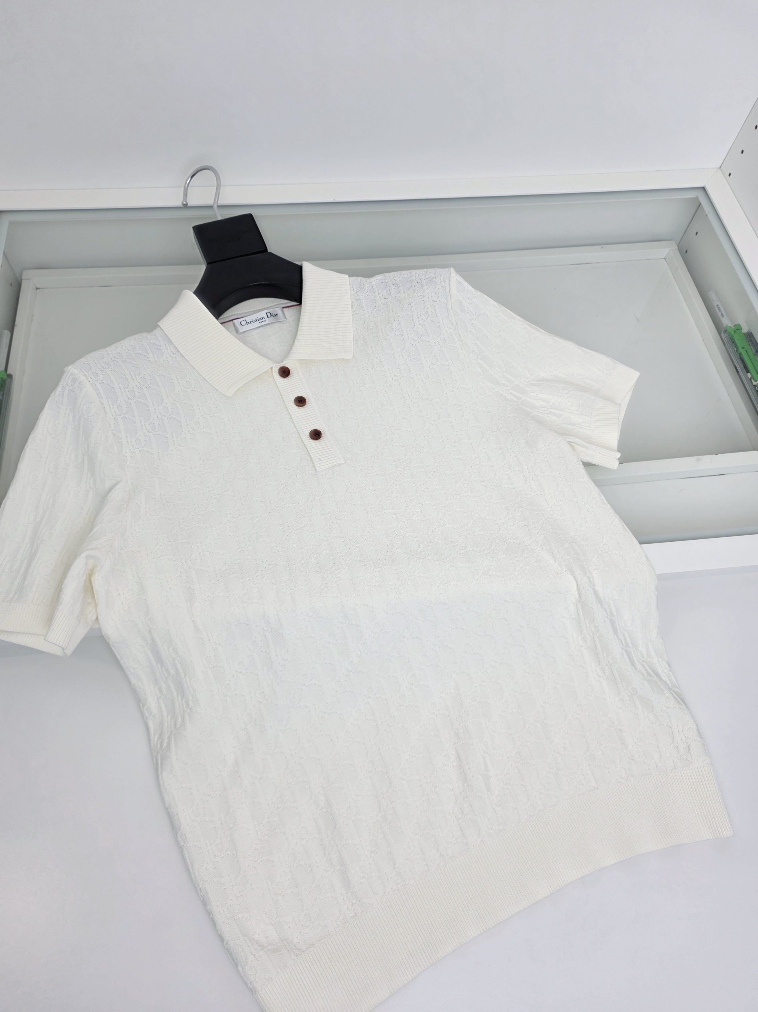 Off-white and Navy blue Polo