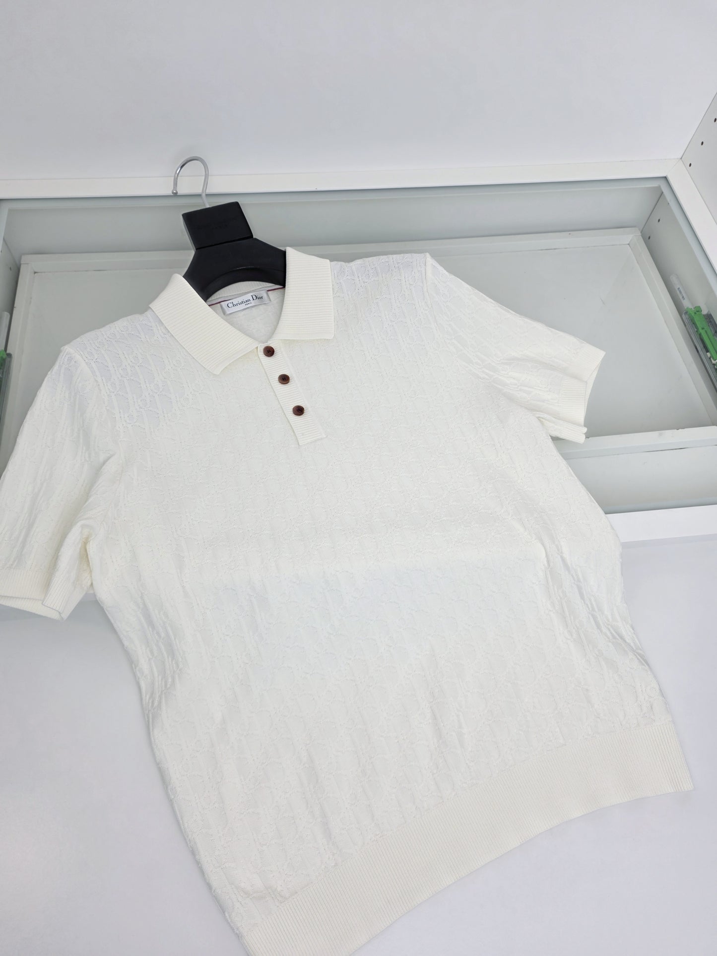 Off-white and Navy blue Polo