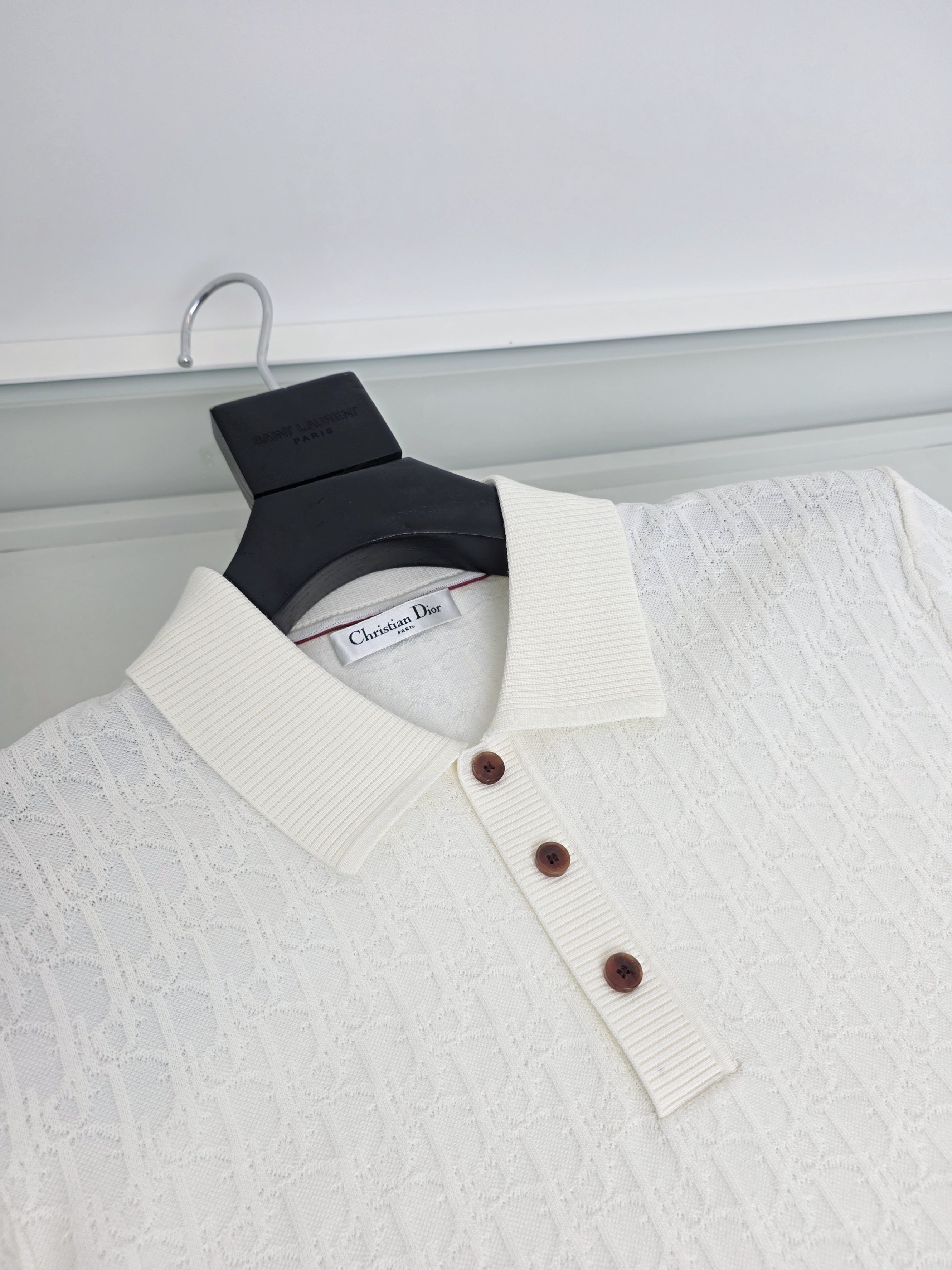 Off-white and Navy blue Polo