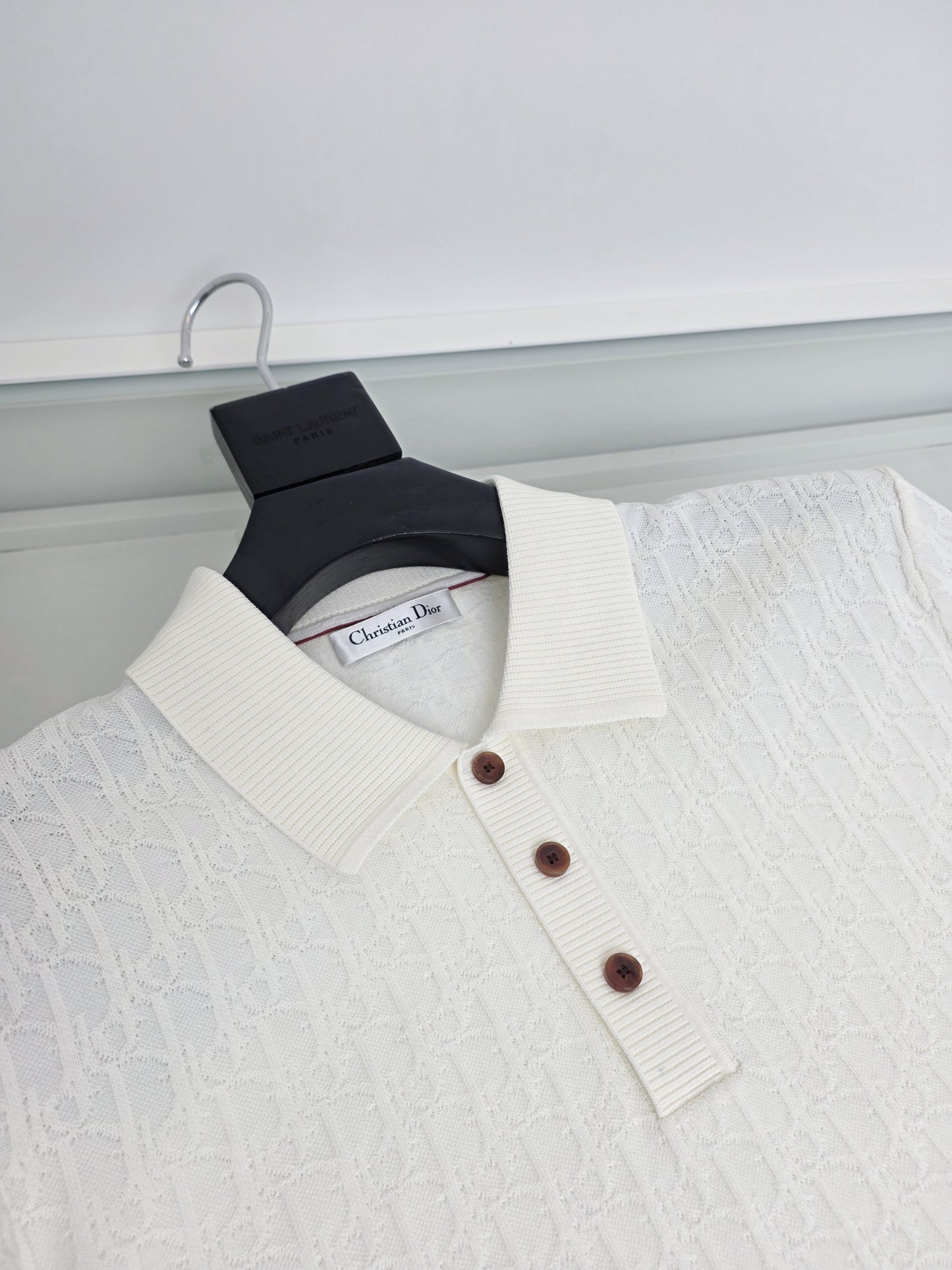 Off-white and Navy blue Polo
