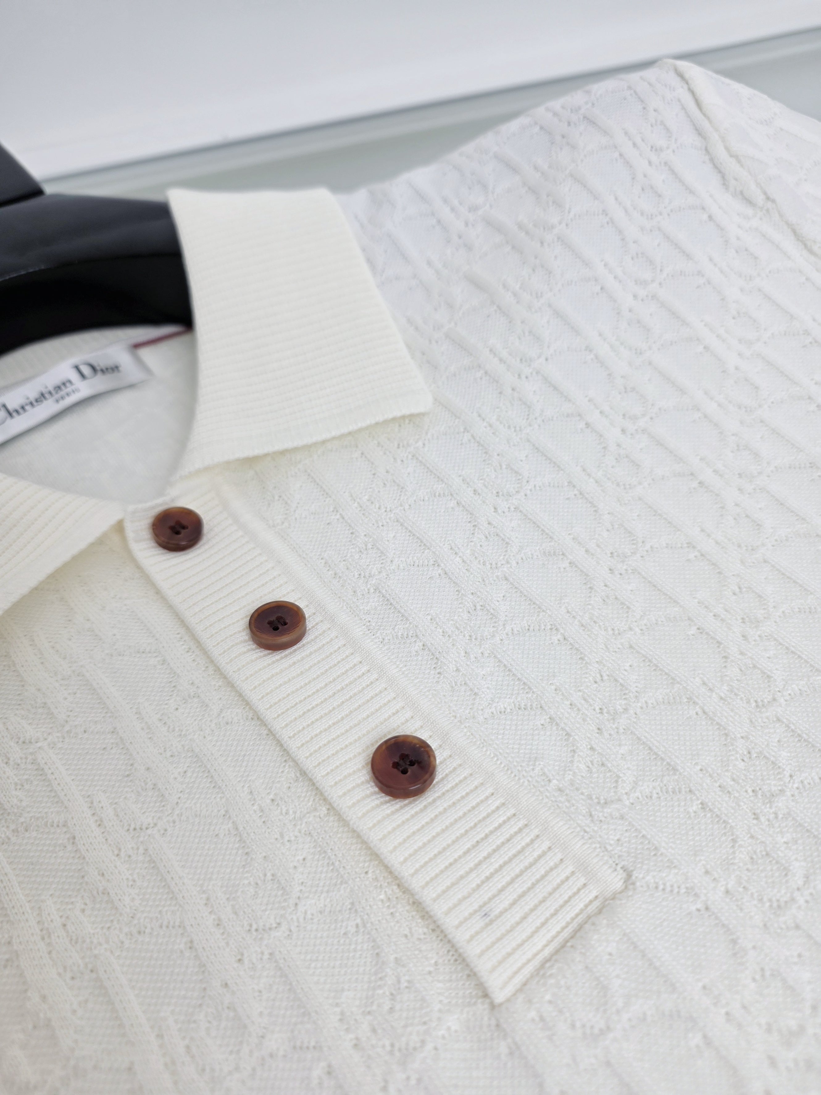 Off-white and Navy blue Polo