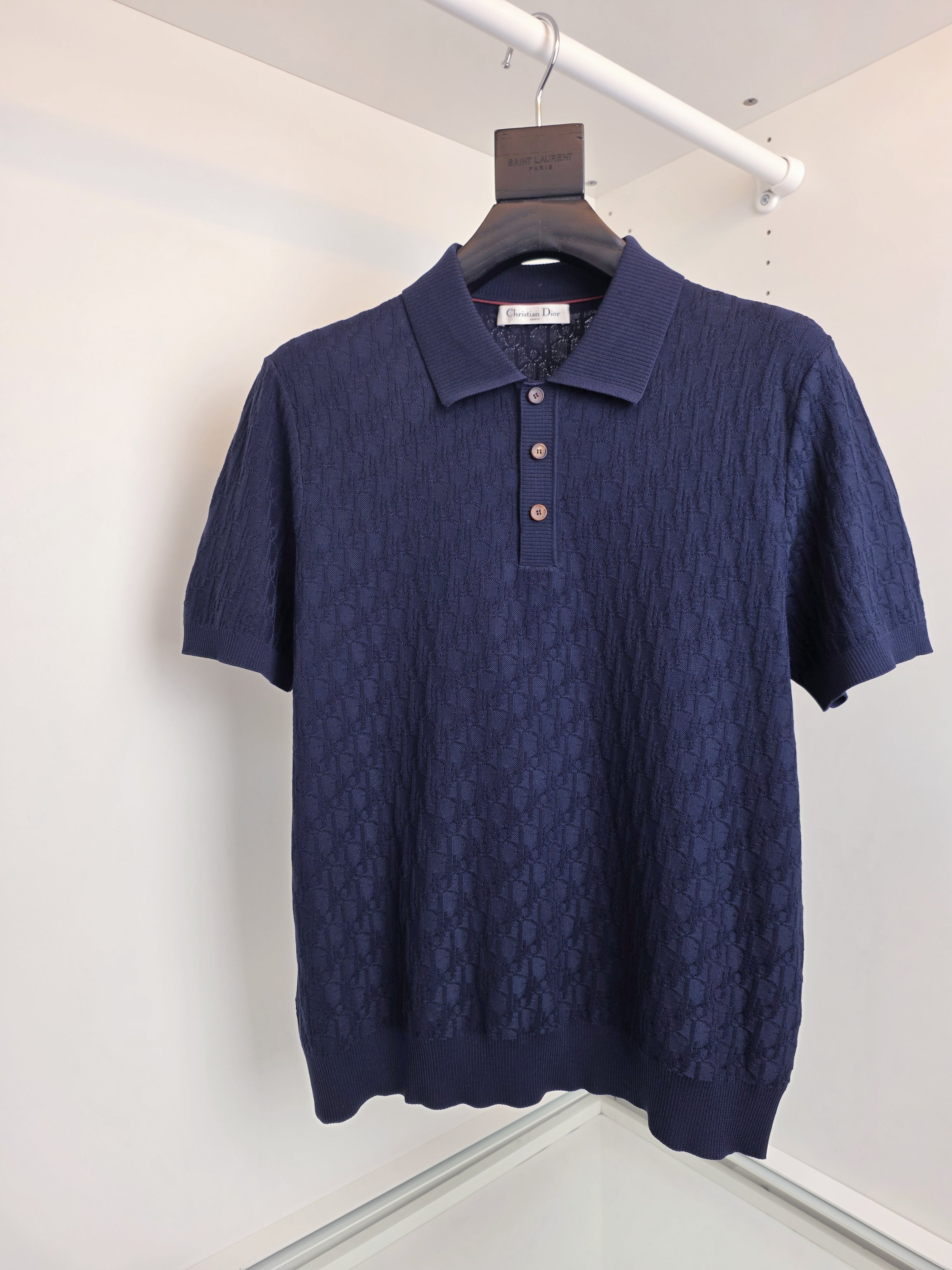 Off-white and Navy blue Polo