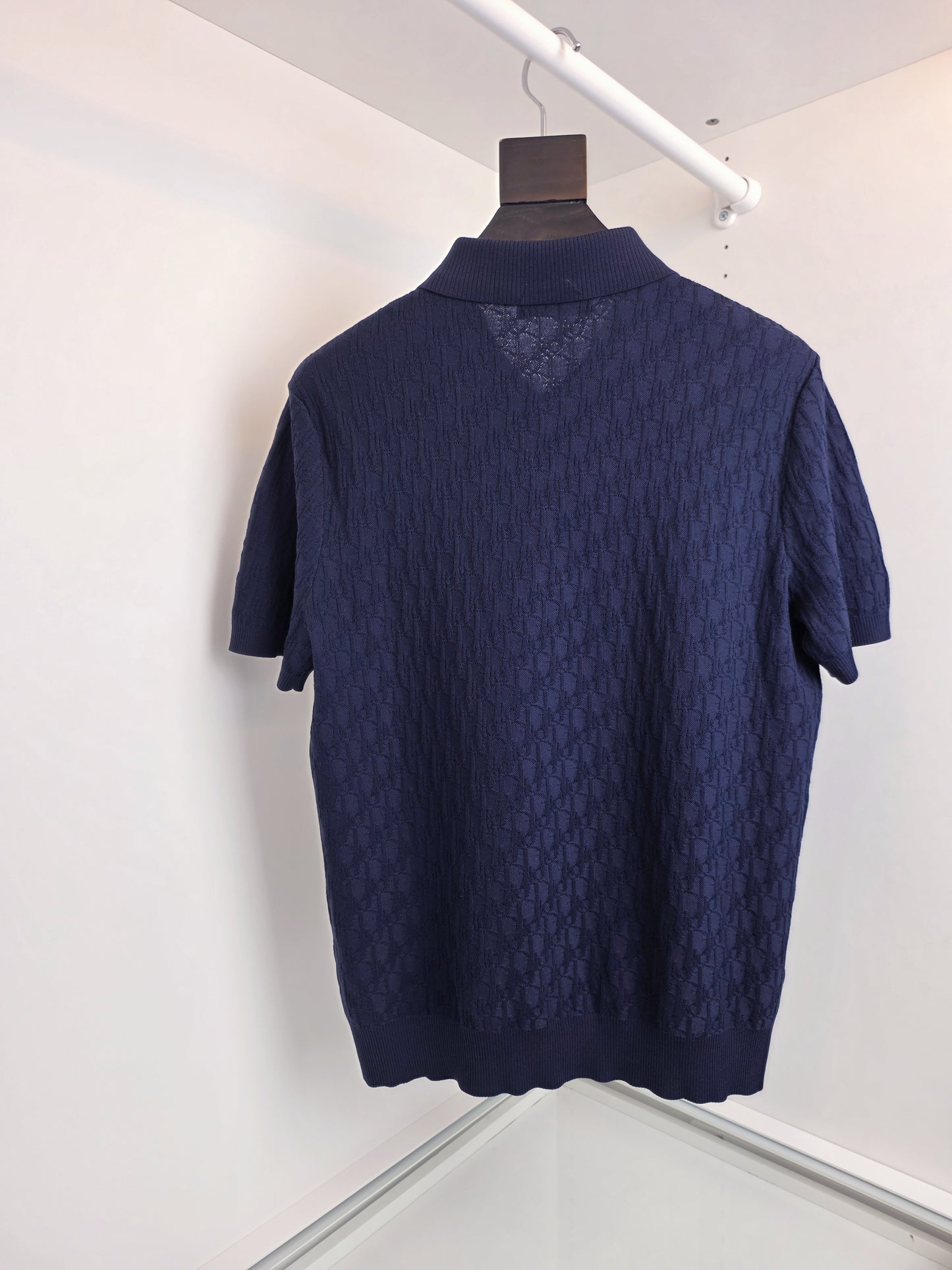 Off-white and Navy blue Polo
