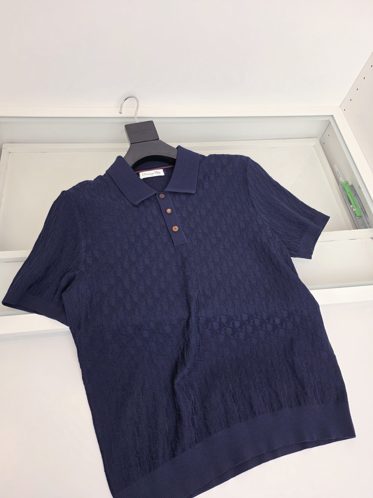 Off-white and Navy blue Polo