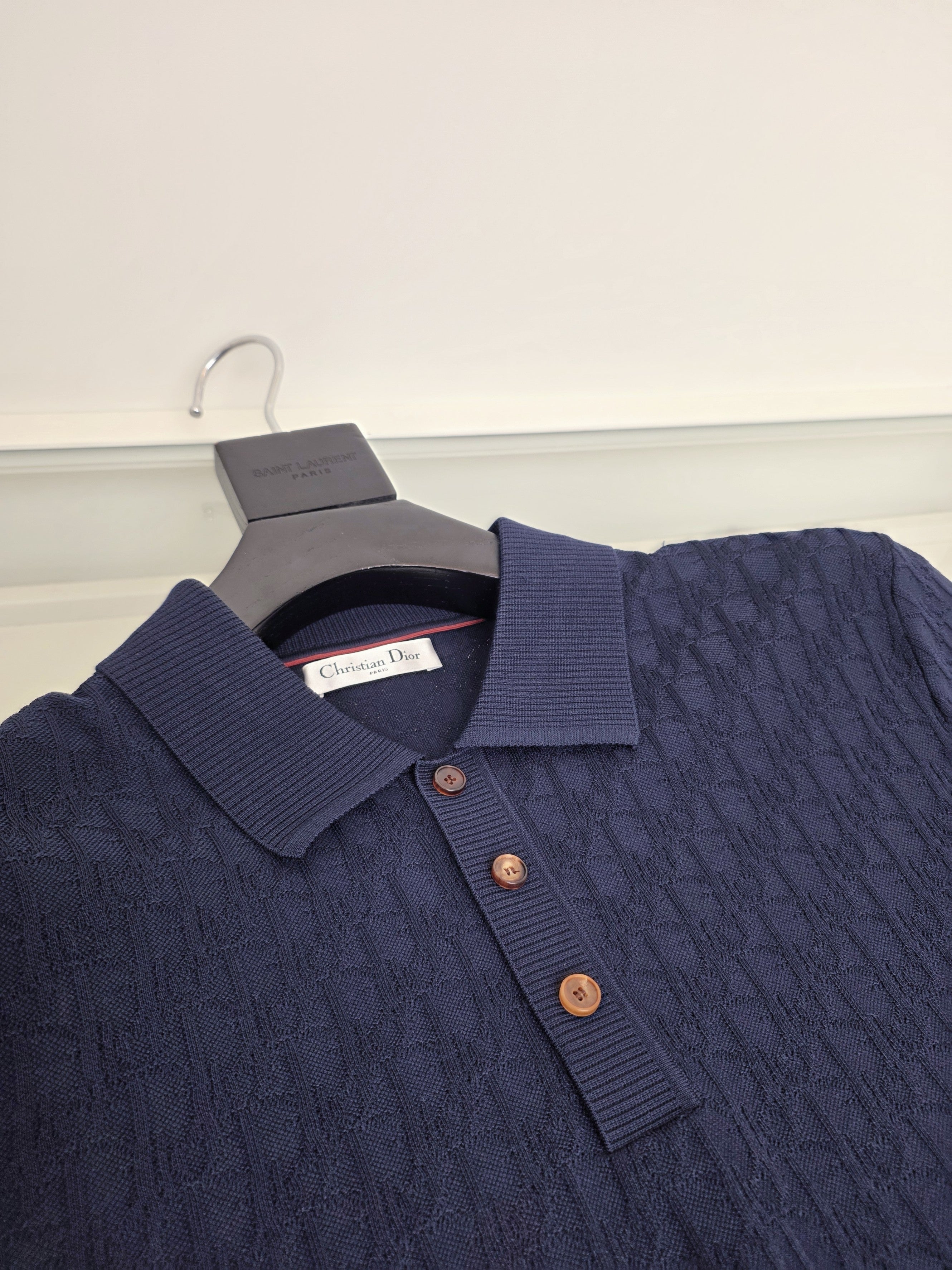 Off-white and Navy blue Polo