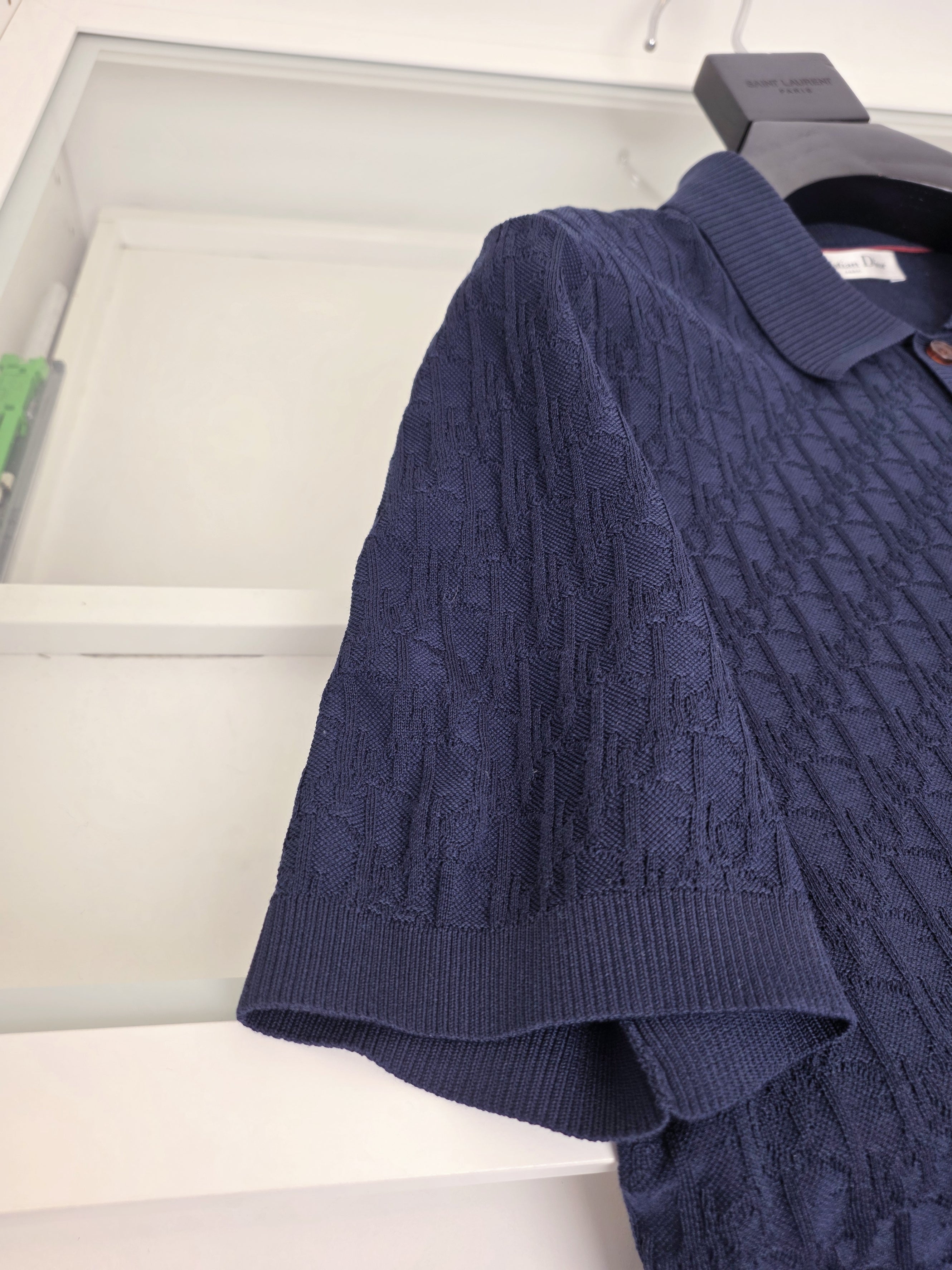 Off-white and Navy blue Polo
