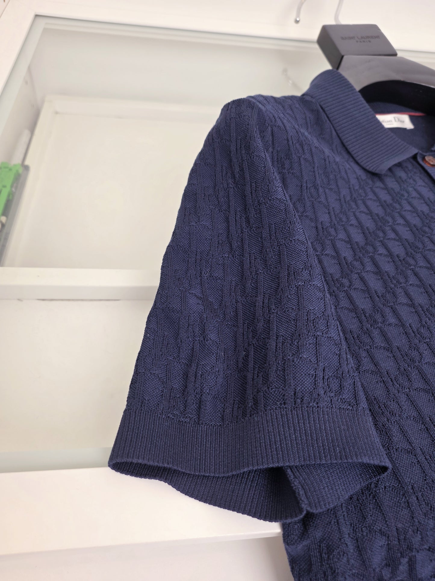 Off-white and Navy blue Polo