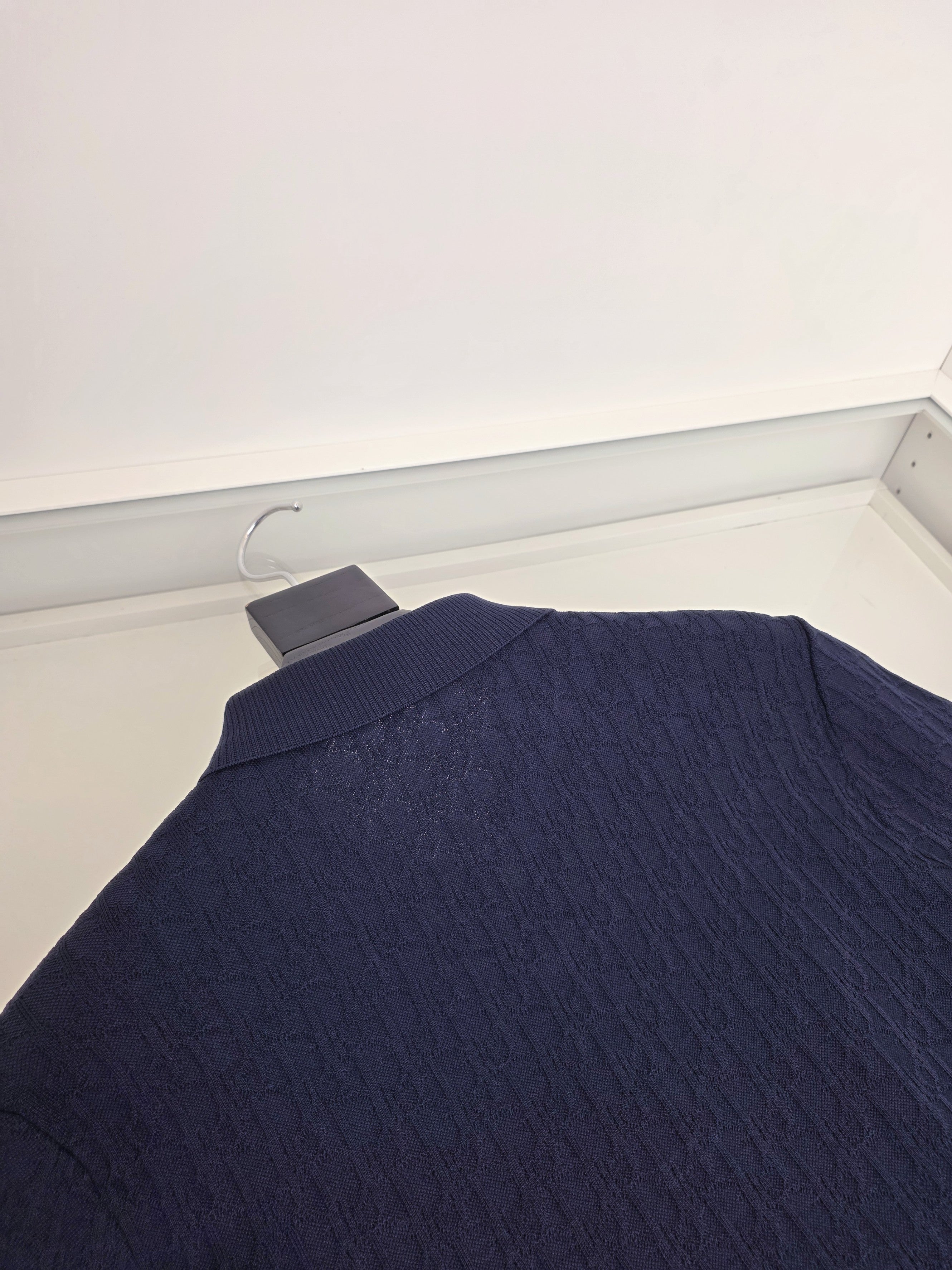 Off-white and Navy blue Polo