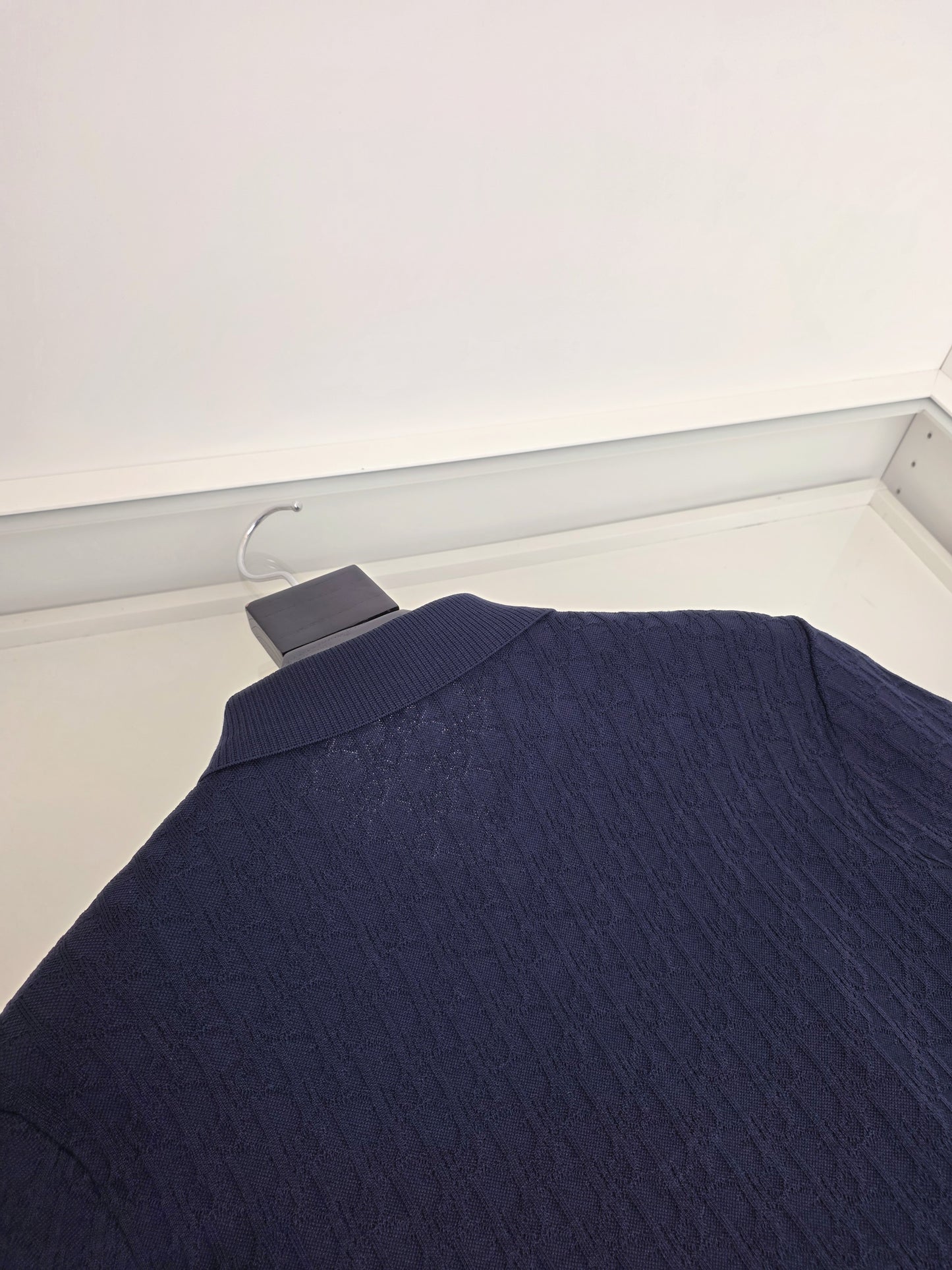 Off-white and Navy blue Polo