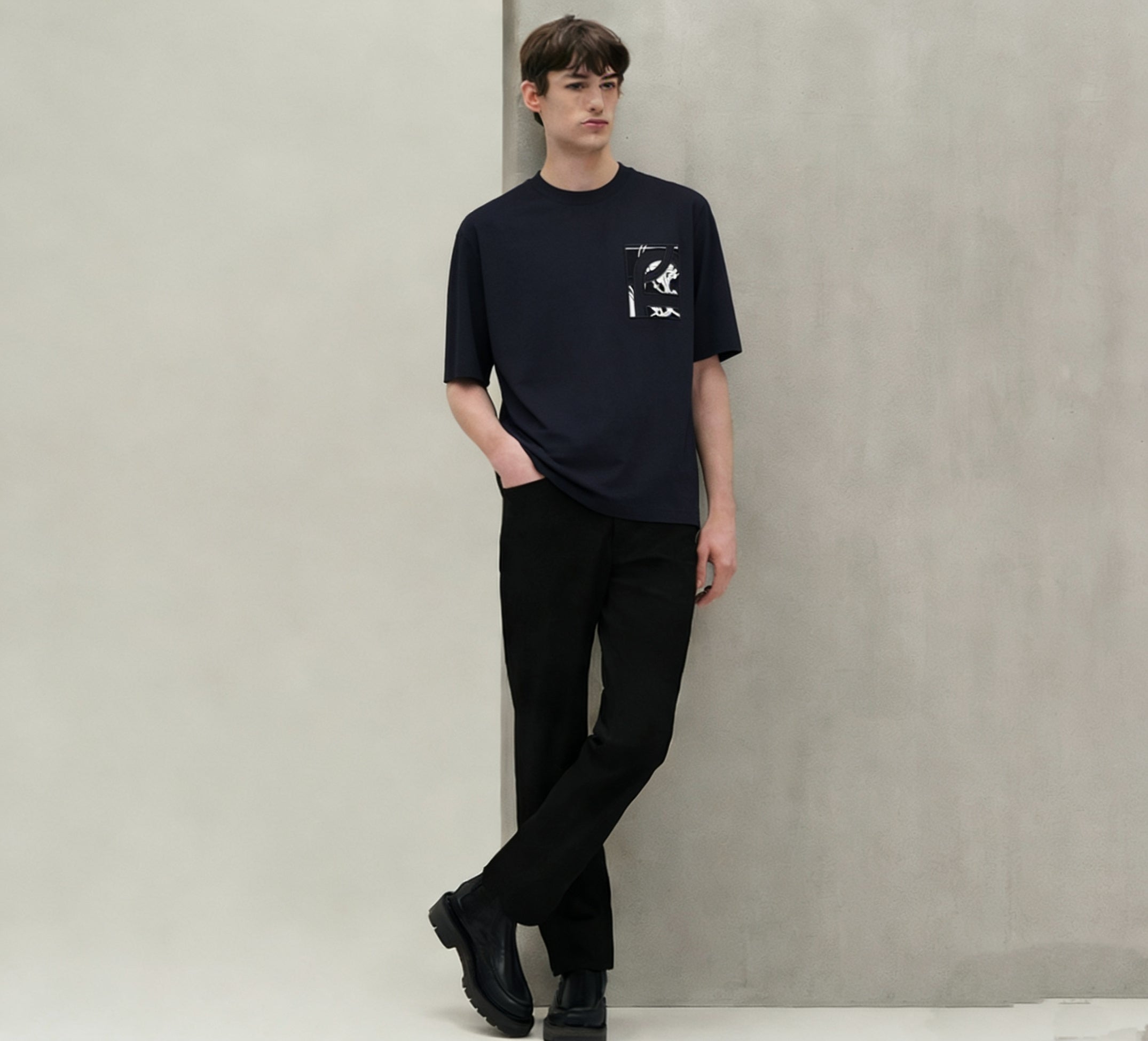Black, Dark grey and Navy blue T-Shirt