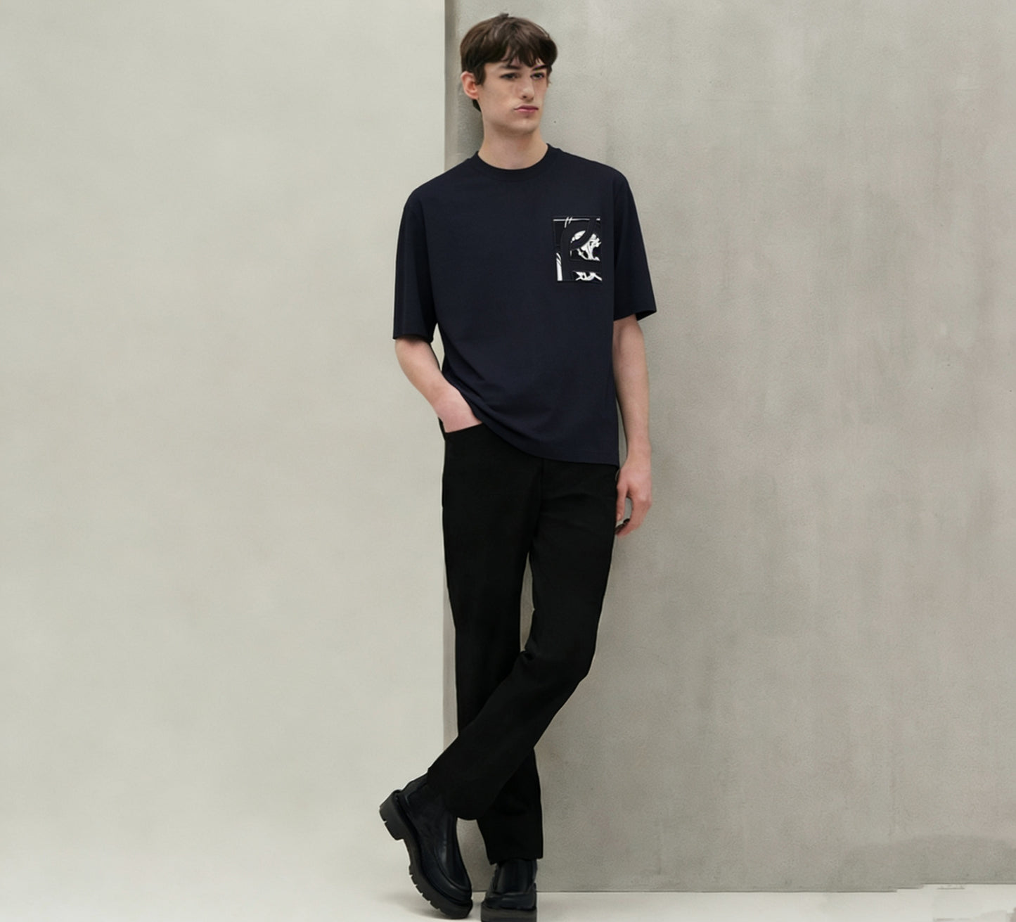 Black, Dark grey and Navy blue T-Shirt