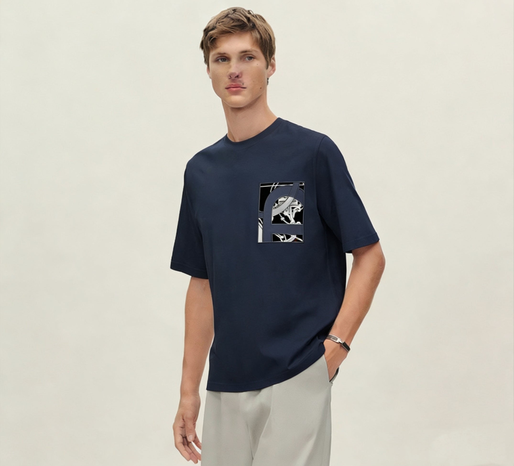 Black, Dark grey and Navy blue T-Shirt