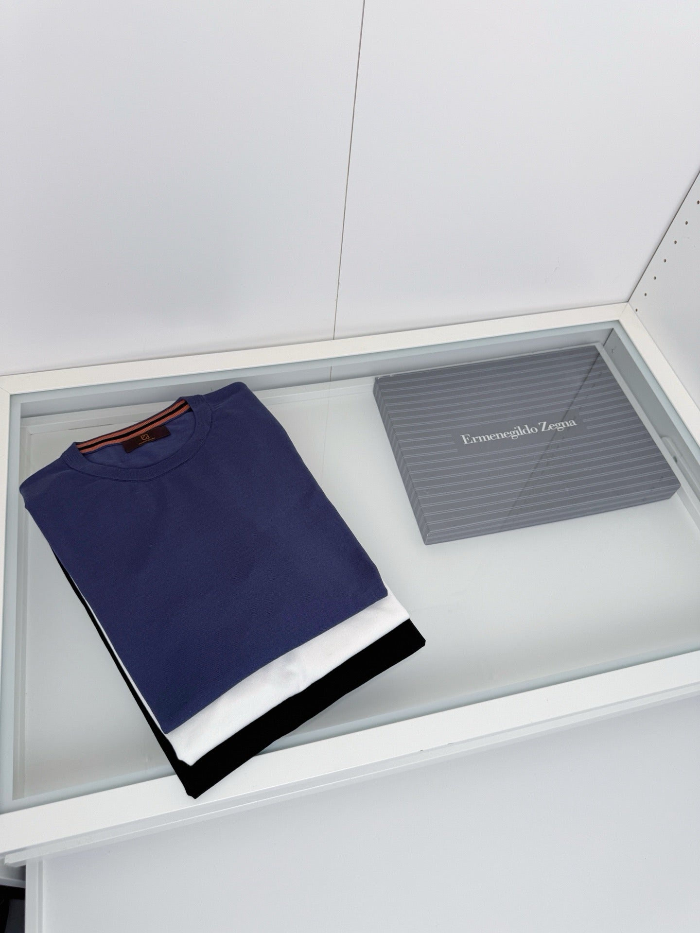 Navy blue, White and Black T-Shirt