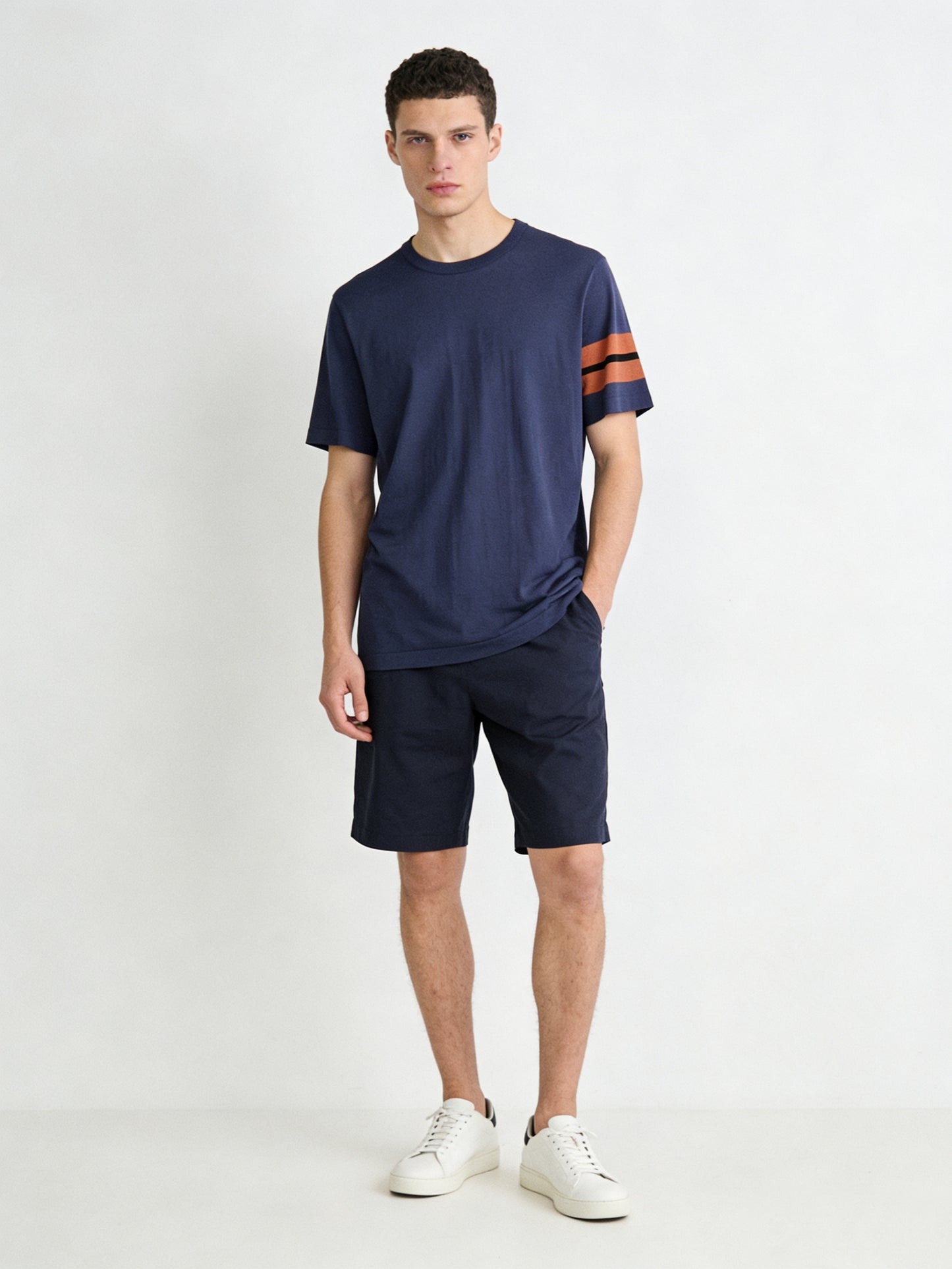 Navy blue, White and Black T-Shirt