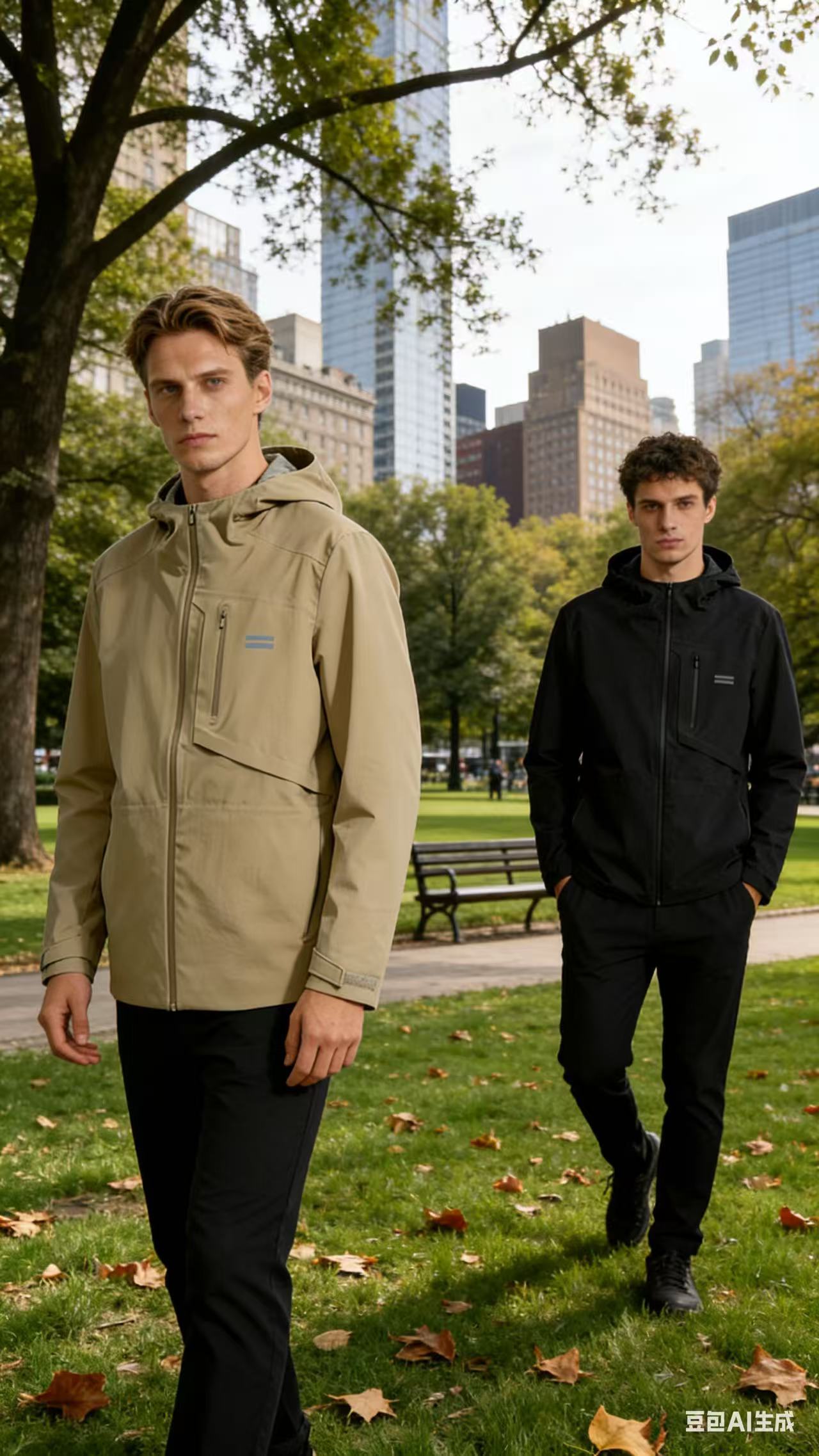 Beige and Navy blue Jacket - FashionHype.xyz