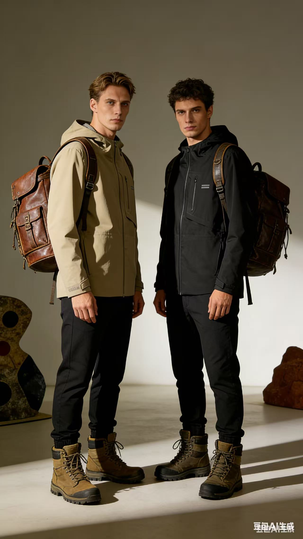 Beige and Navy blue Jacket - FashionHype.xyz
