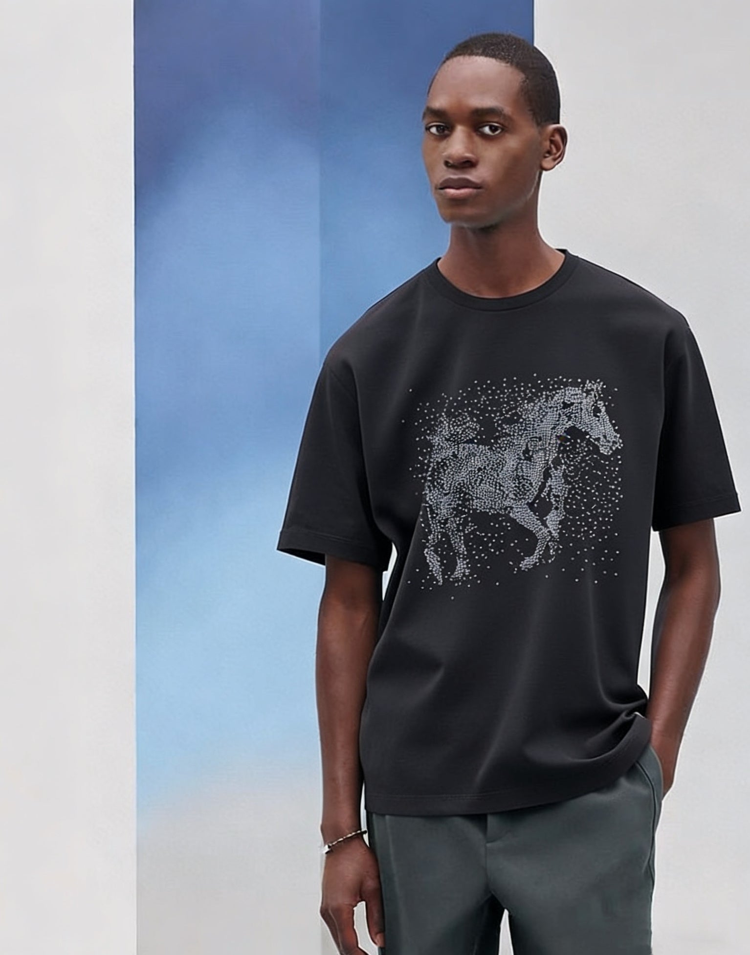 Black, Off-white and White T-Shirt