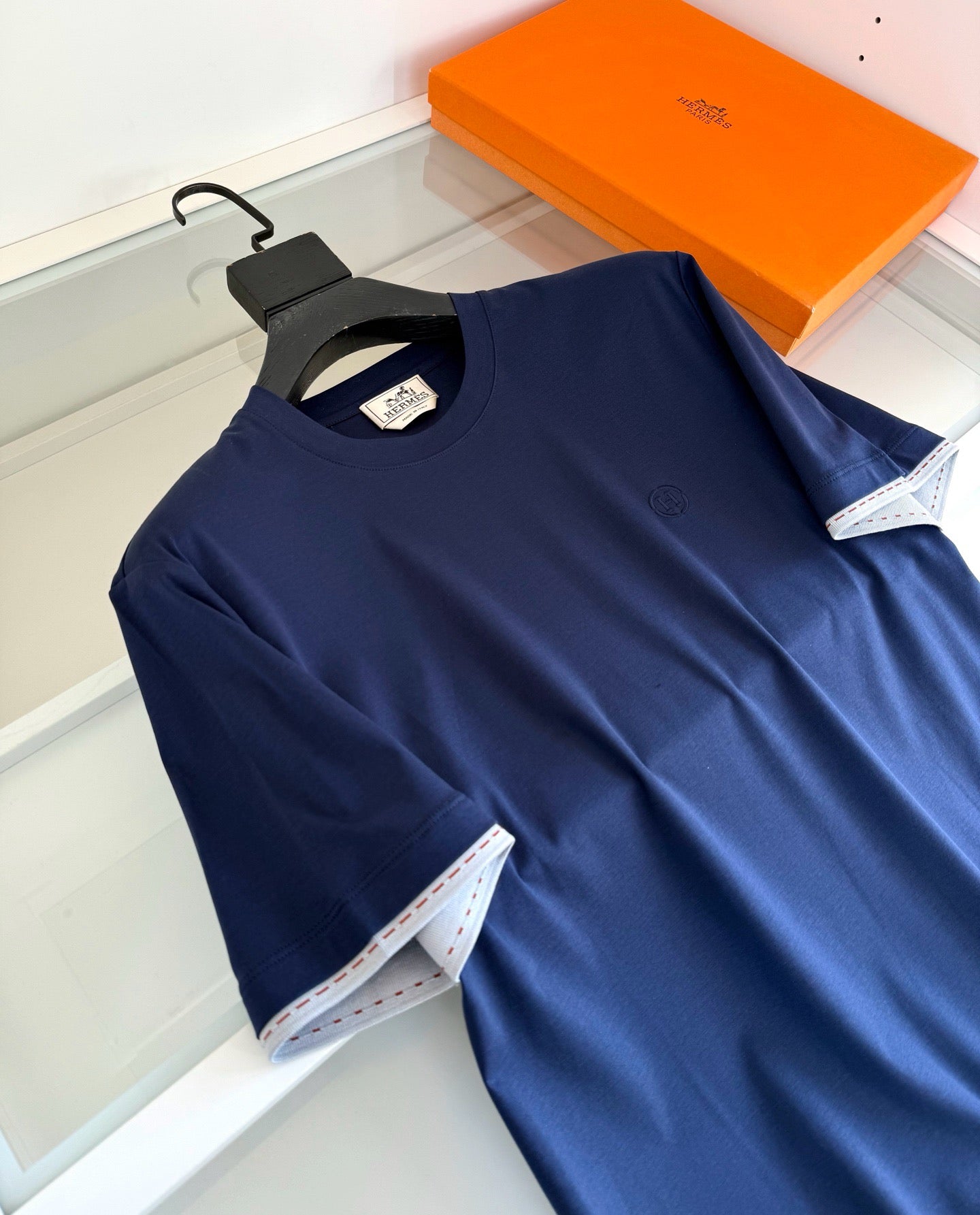 Blue, Orange brown and White T-Shirt