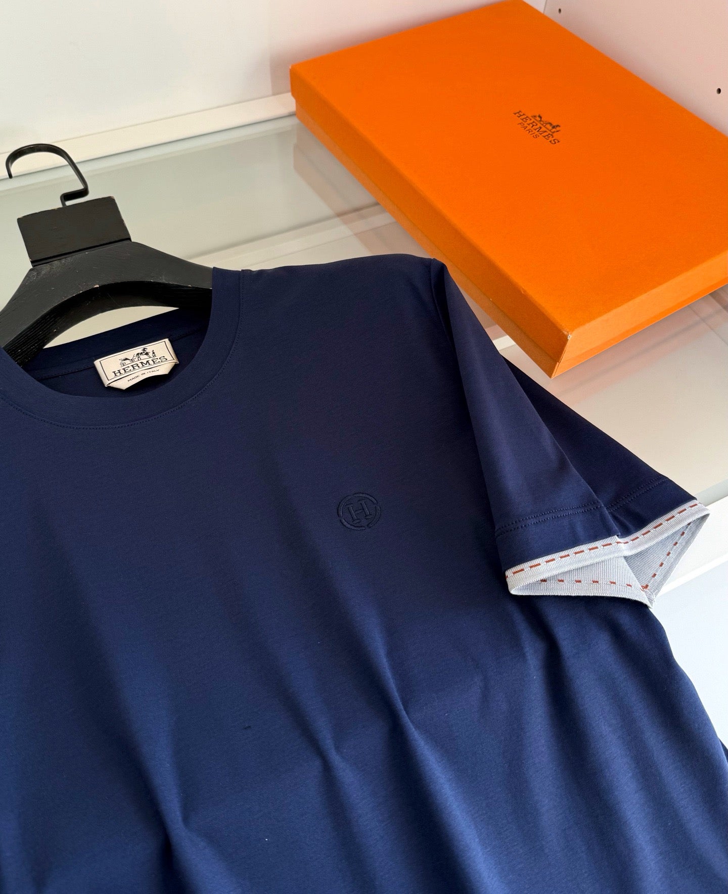 Blue, Orange brown and White T-Shirt