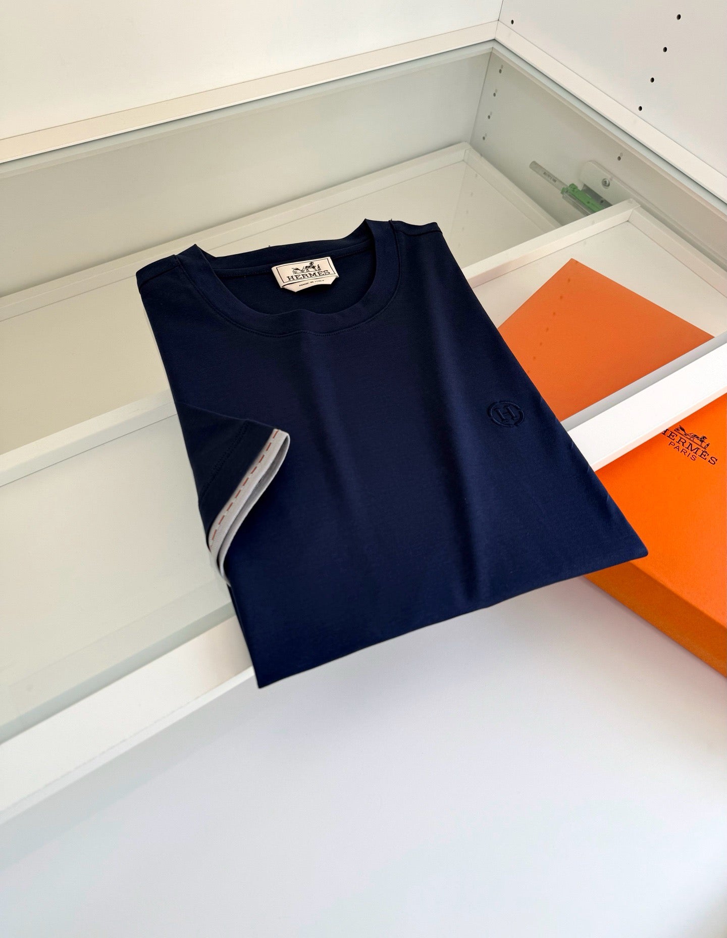 Blue, Orange brown and White T-Shirt