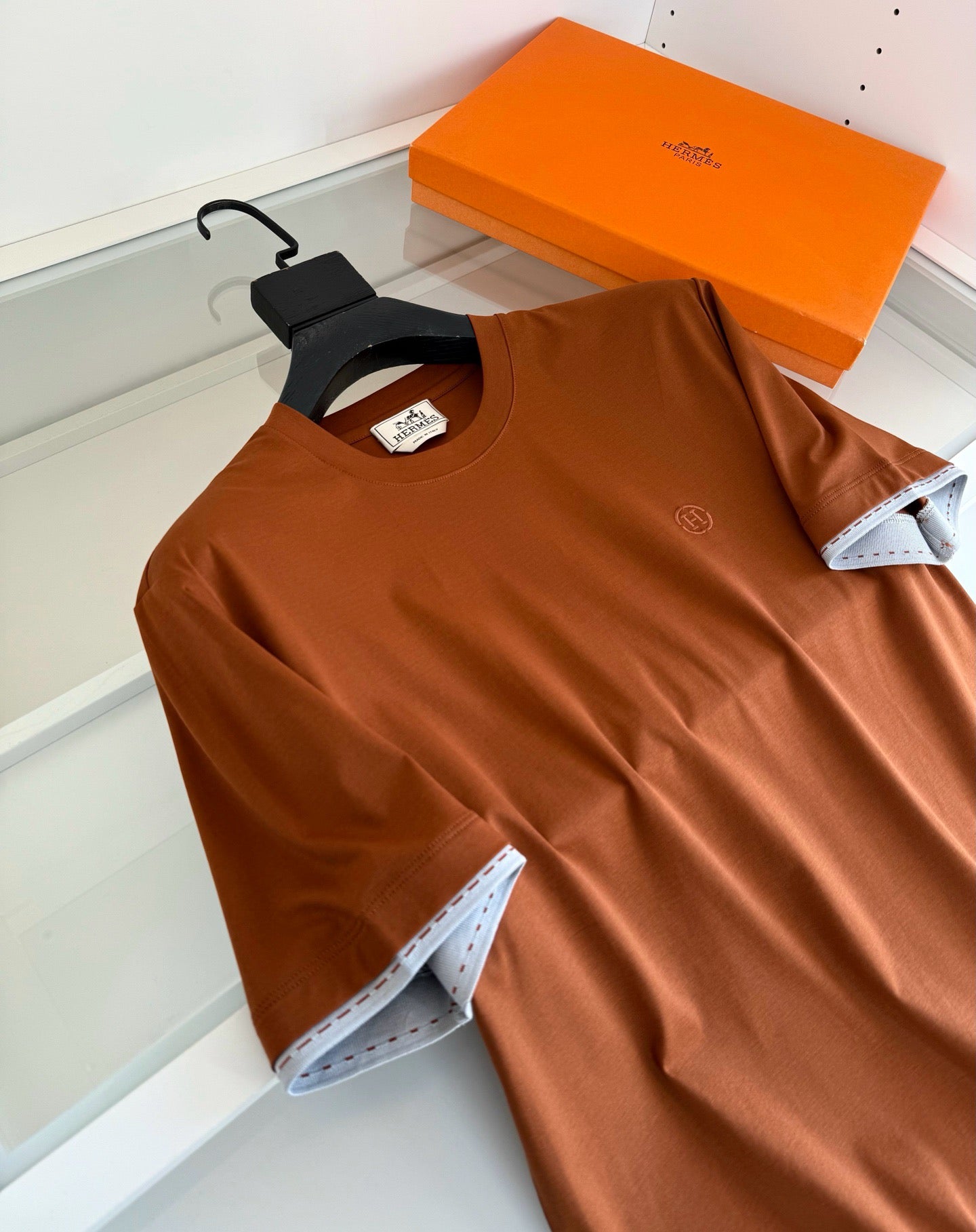 Blue, Orange brown and White T-Shirt