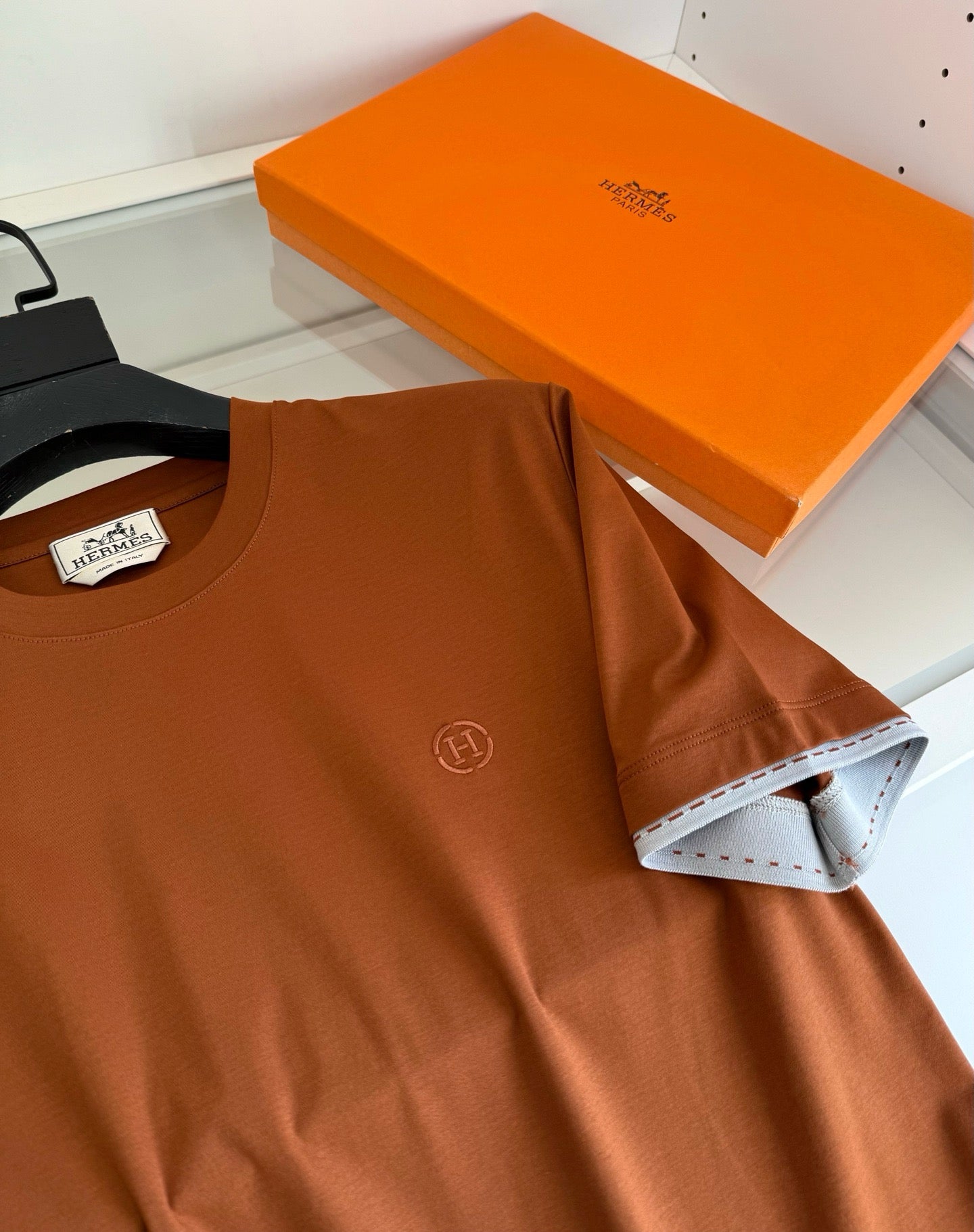 Blue, Orange brown and White T-Shirt