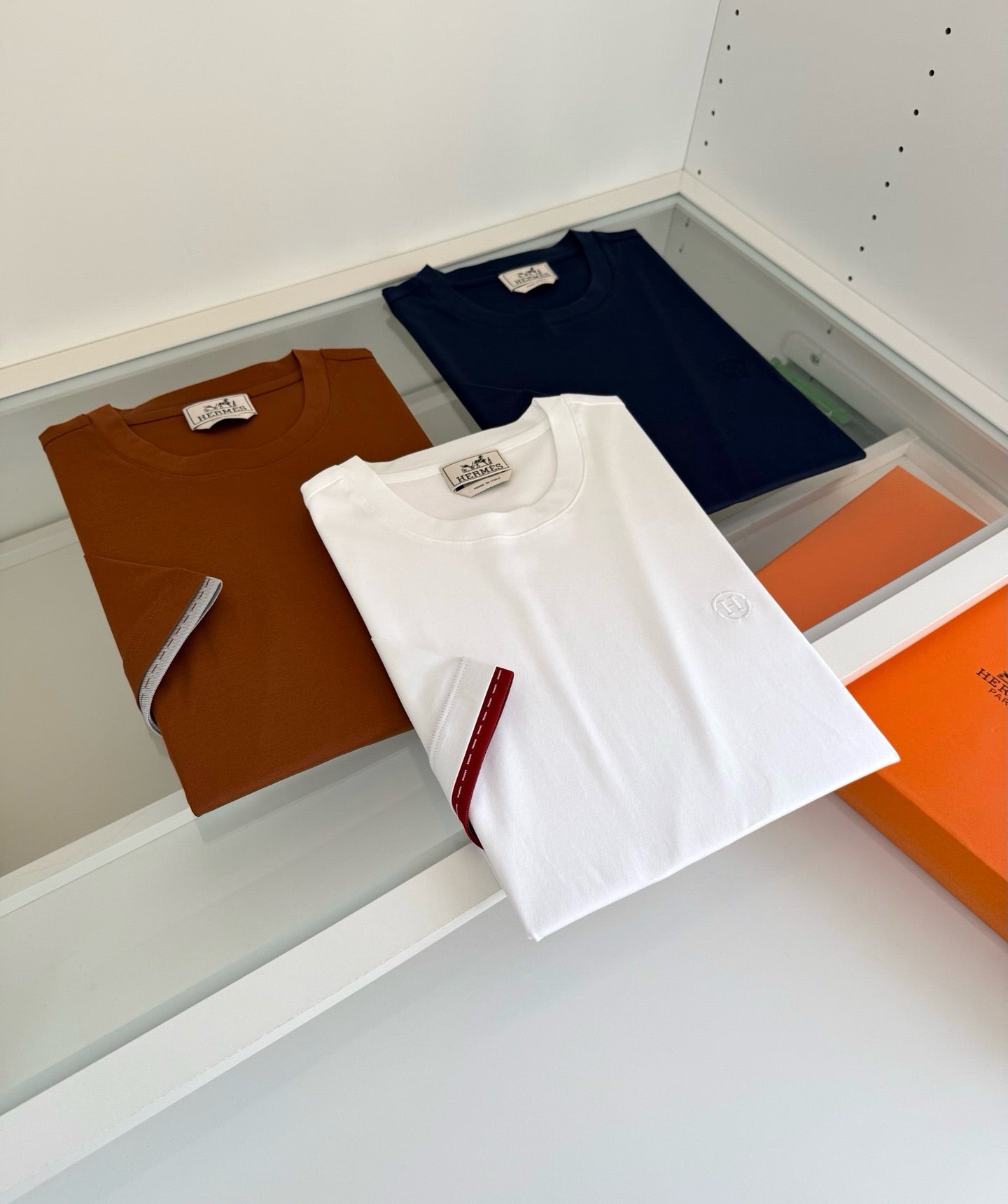 Blue, Orange brown and White T-Shirt
