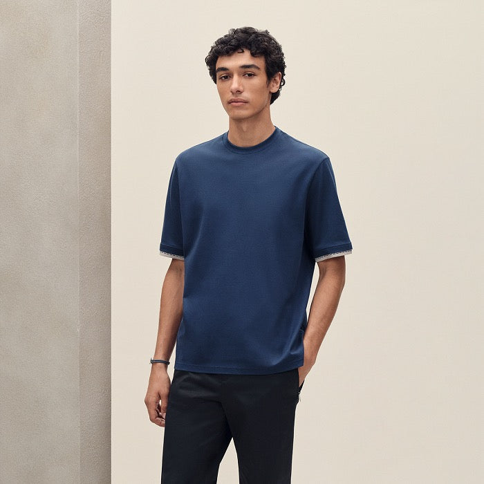 Blue, Orange brown and White T-Shirt