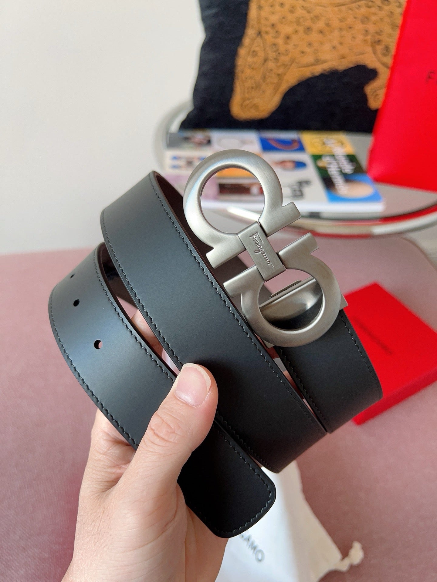 Dark grey silver Belt