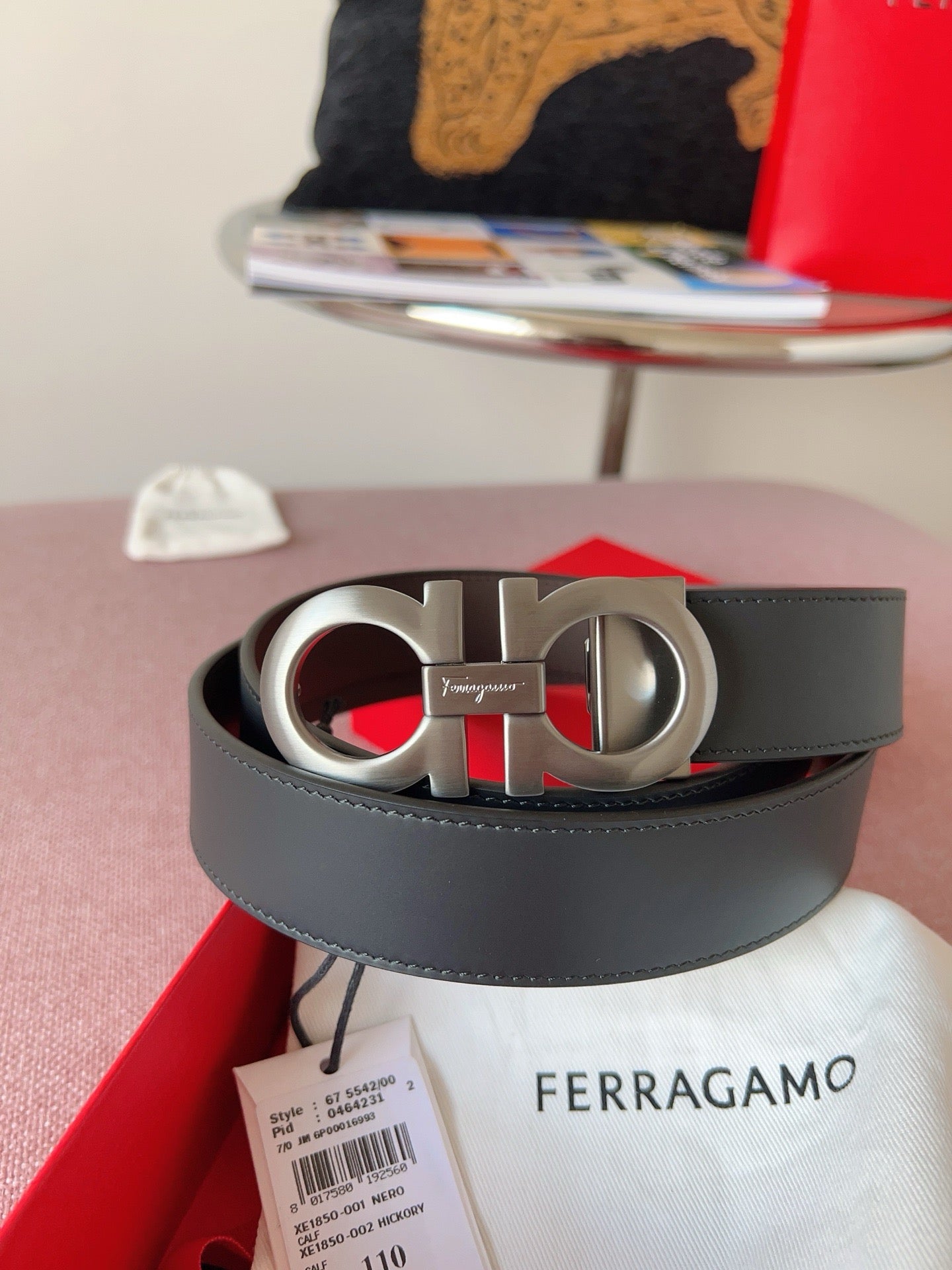 Dark grey silver Belt