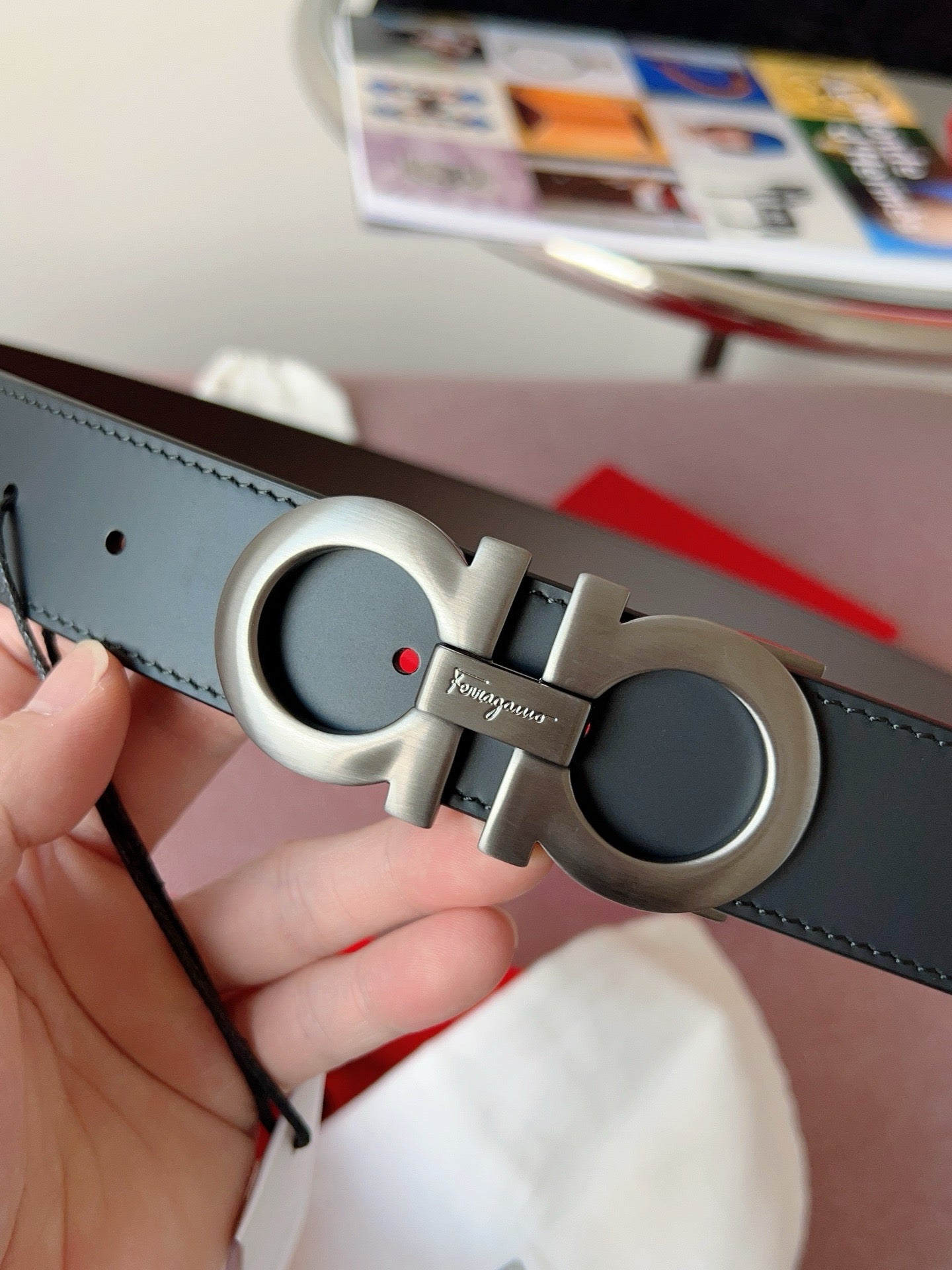 Dark grey silver Belt