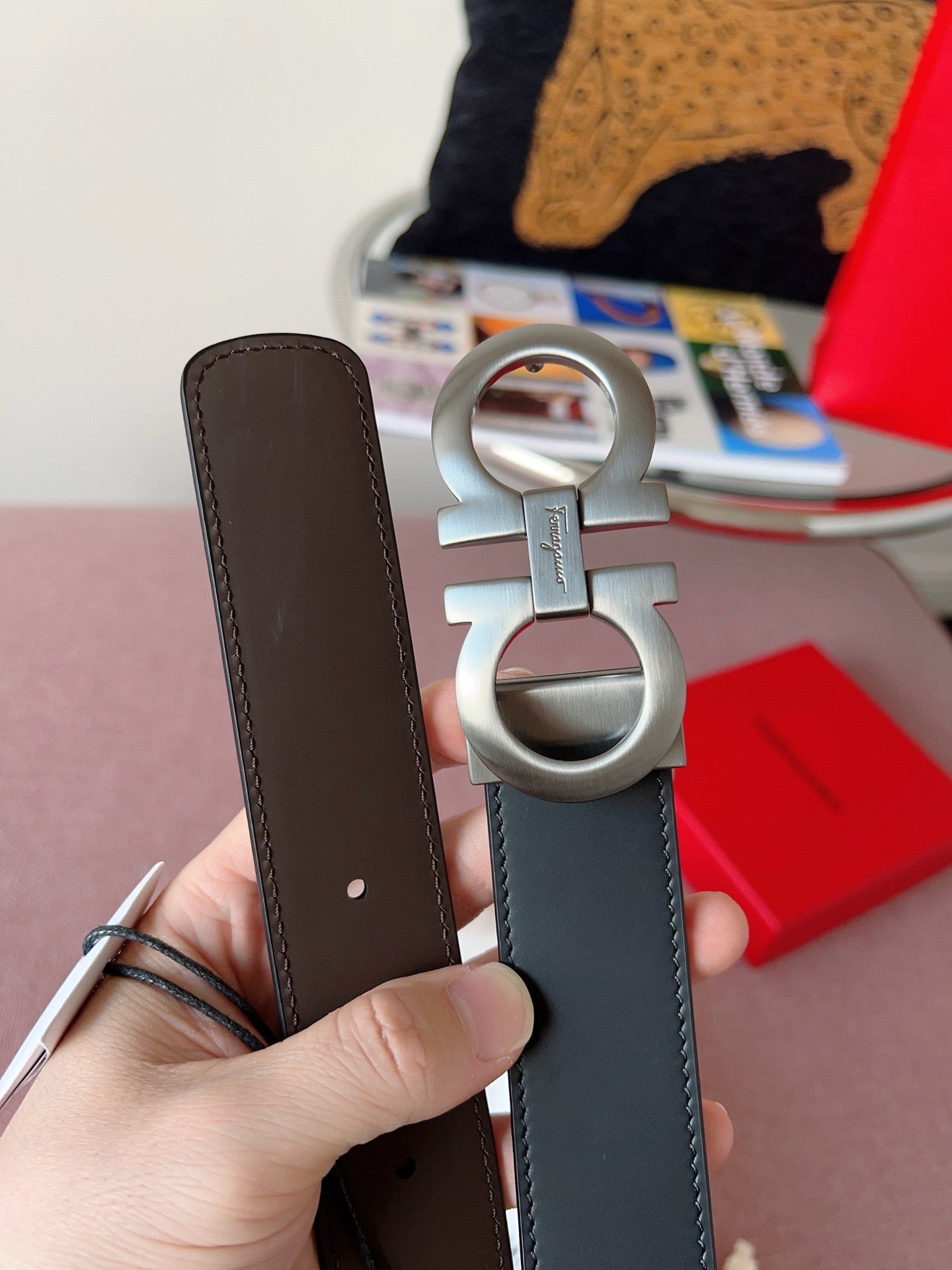 Dark grey silver Belt
