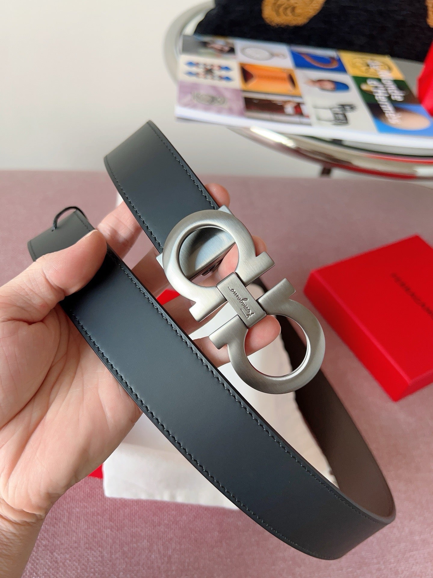 Dark grey silver Belt