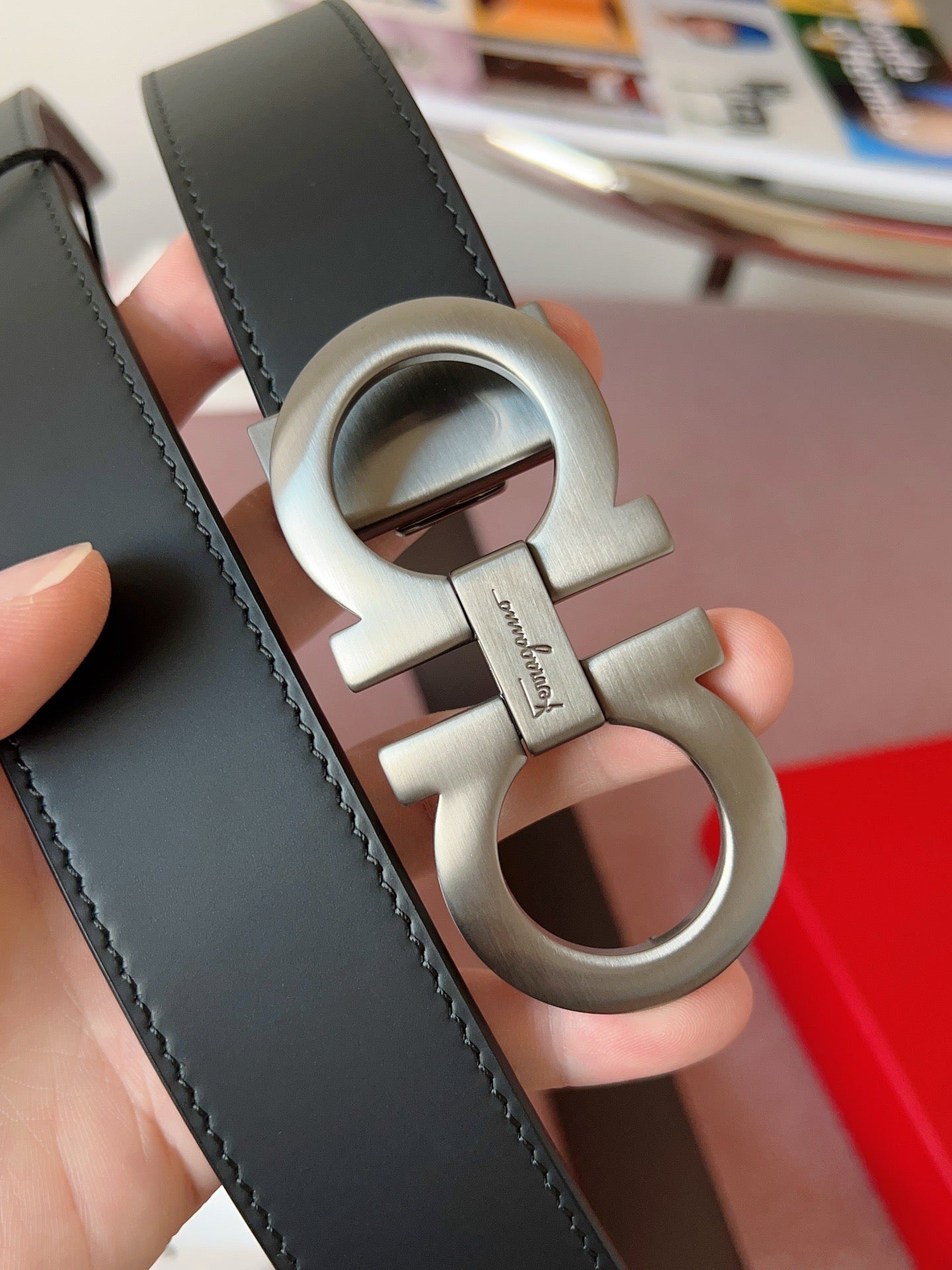 Dark grey silver Belt