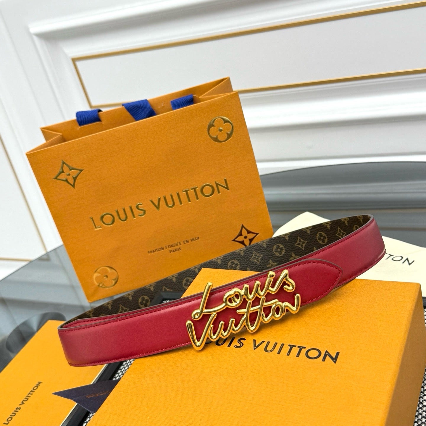 Red and Dark brown Belt - FashionHype.xyz