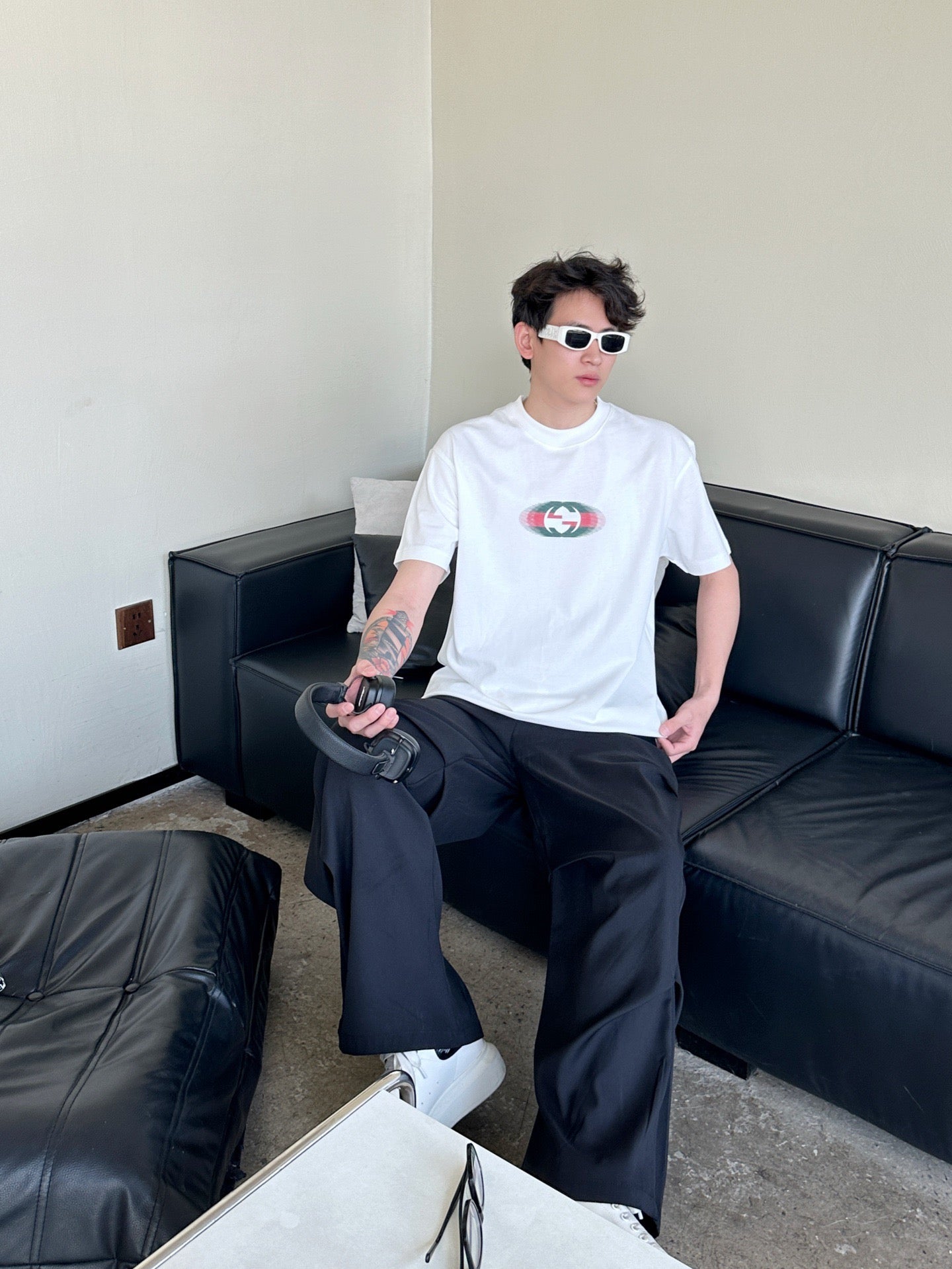 White and Black T-shirt