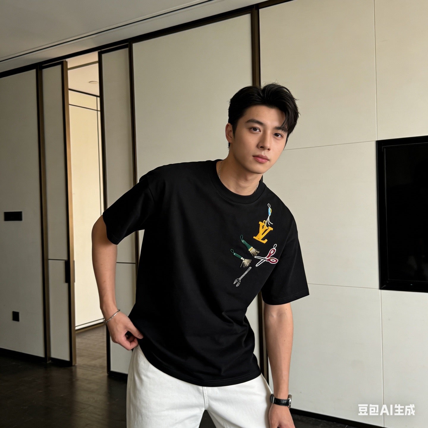 White and Black T-shirt