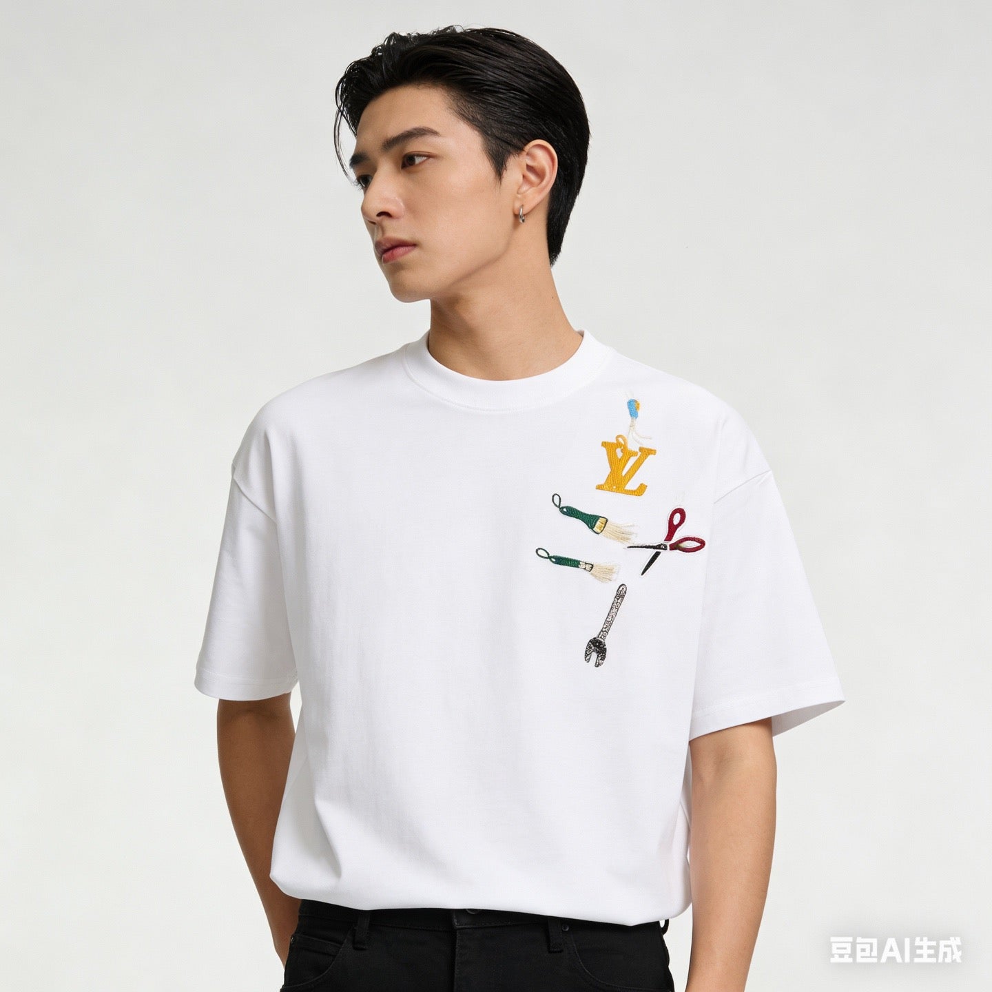 White and Black T-shirt