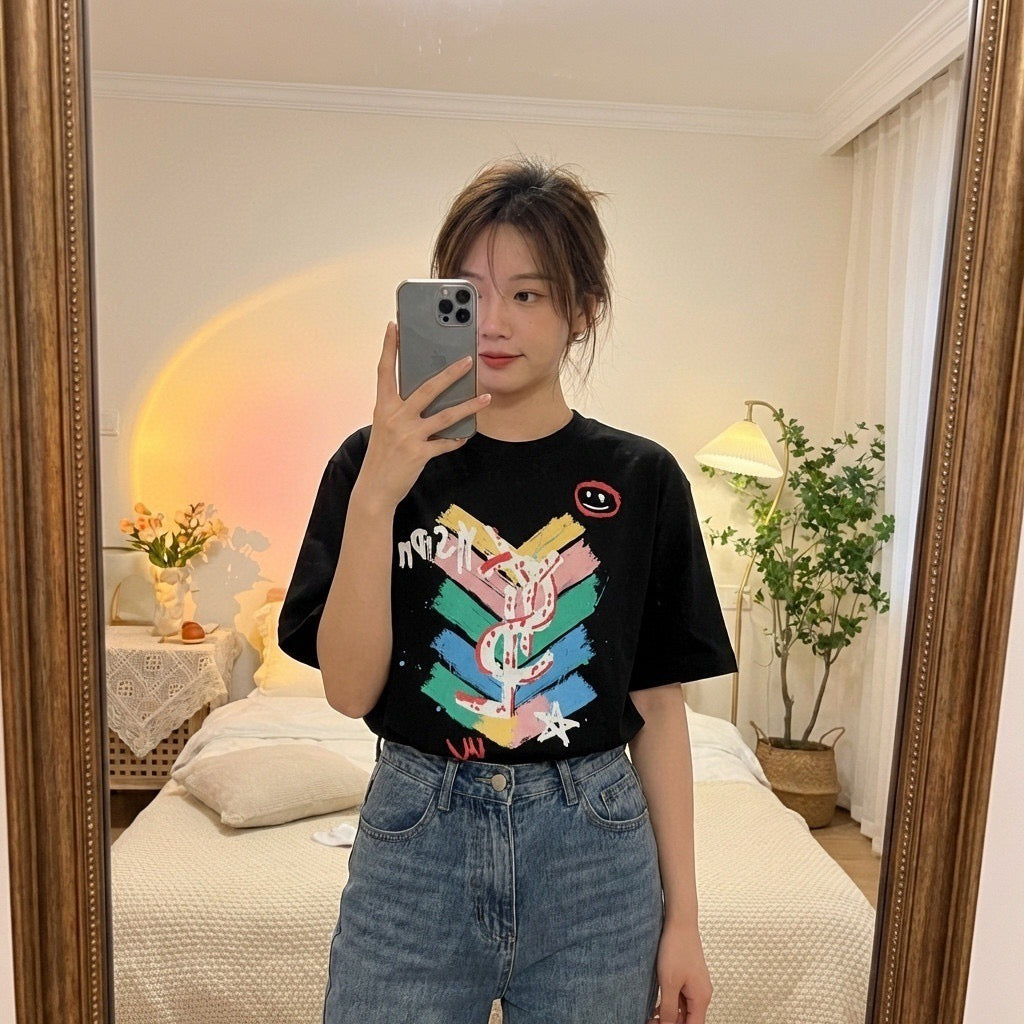 White and Black T-shirt