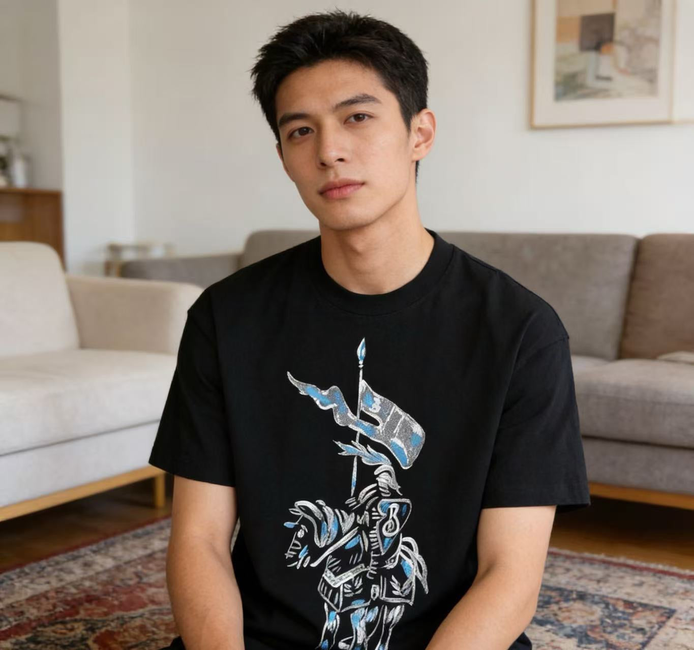 White and Black T-shirt