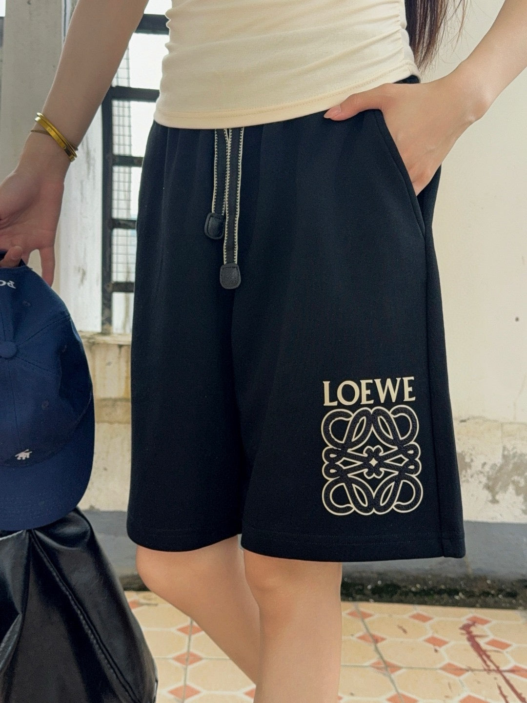 Black and Off-white Short