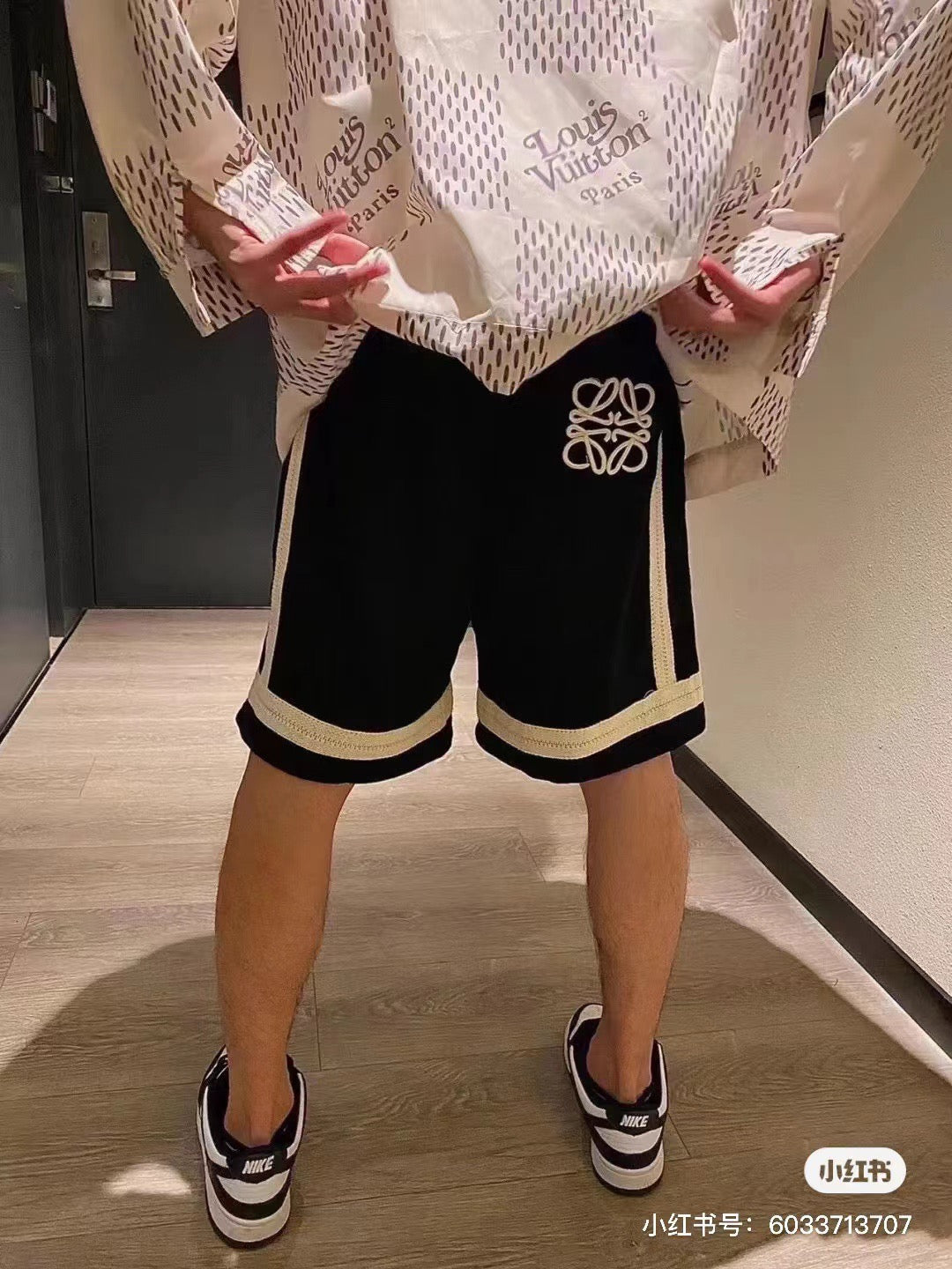 Black and Off-white Short