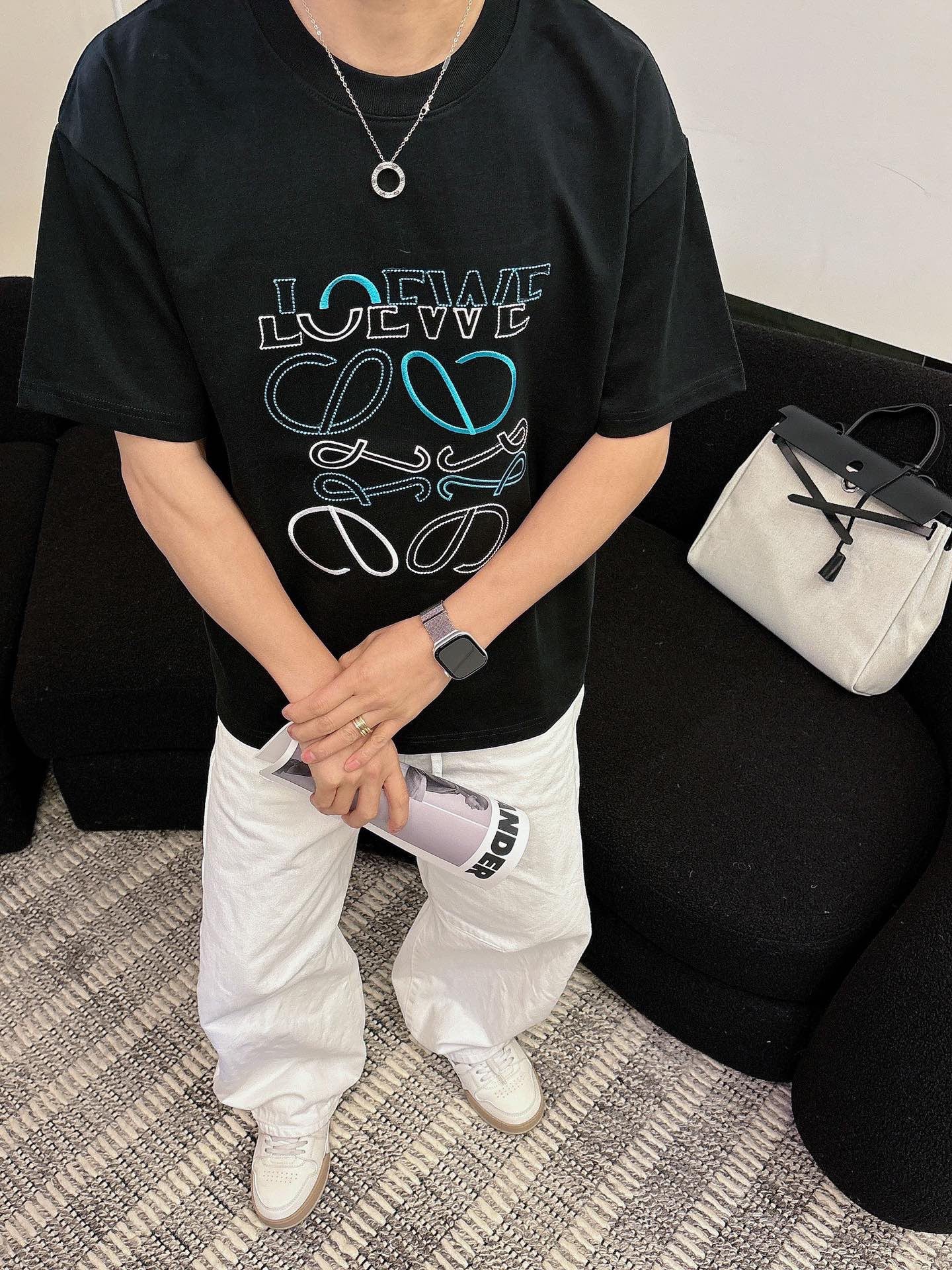 Black and white T-shirt