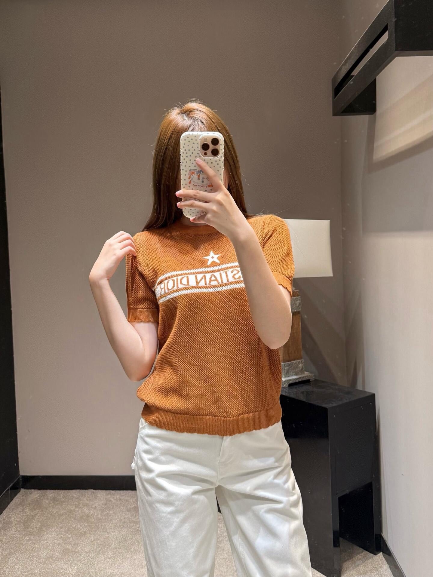 Brown and White T-shirt