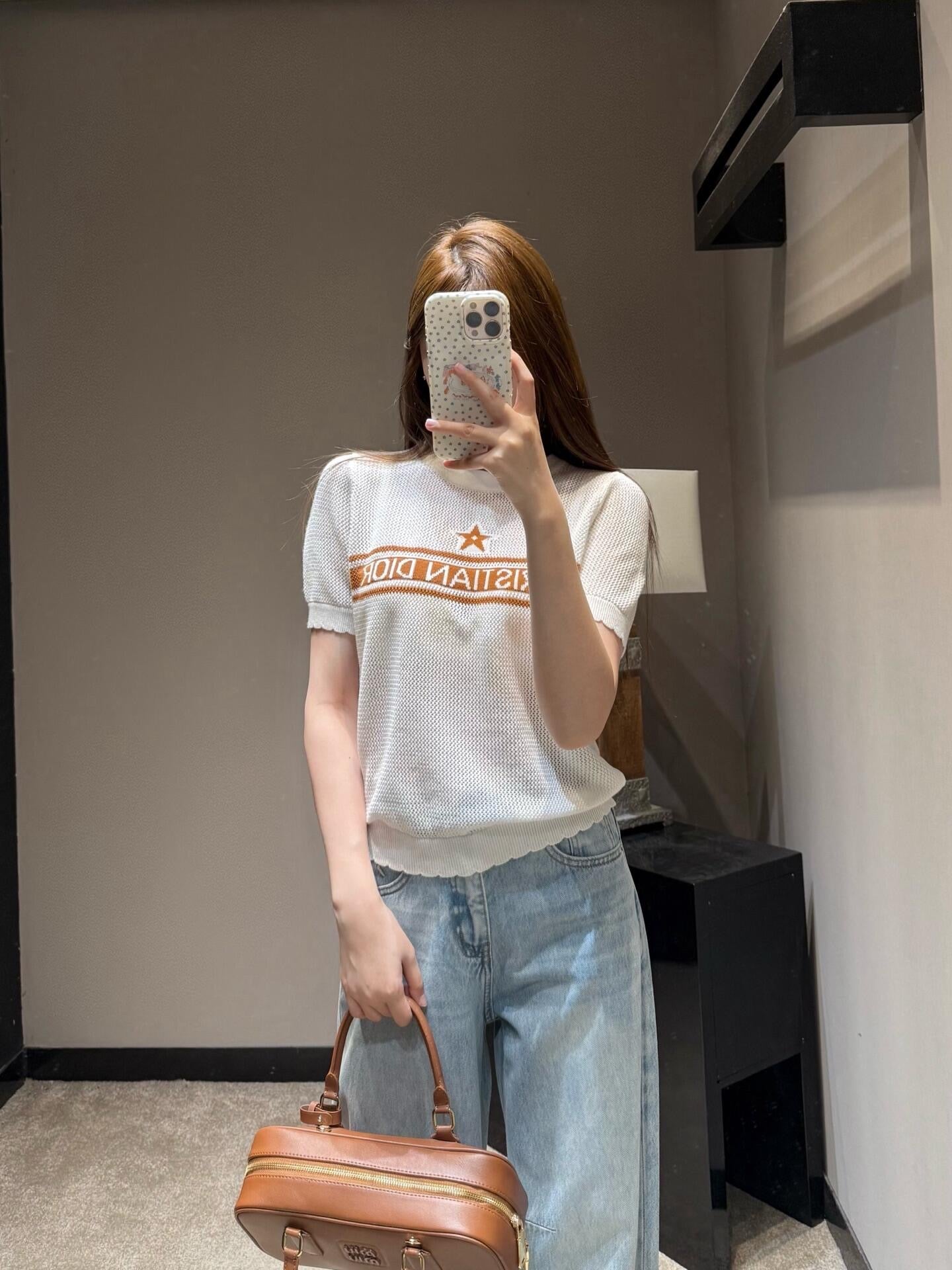 Brown and White T-shirt