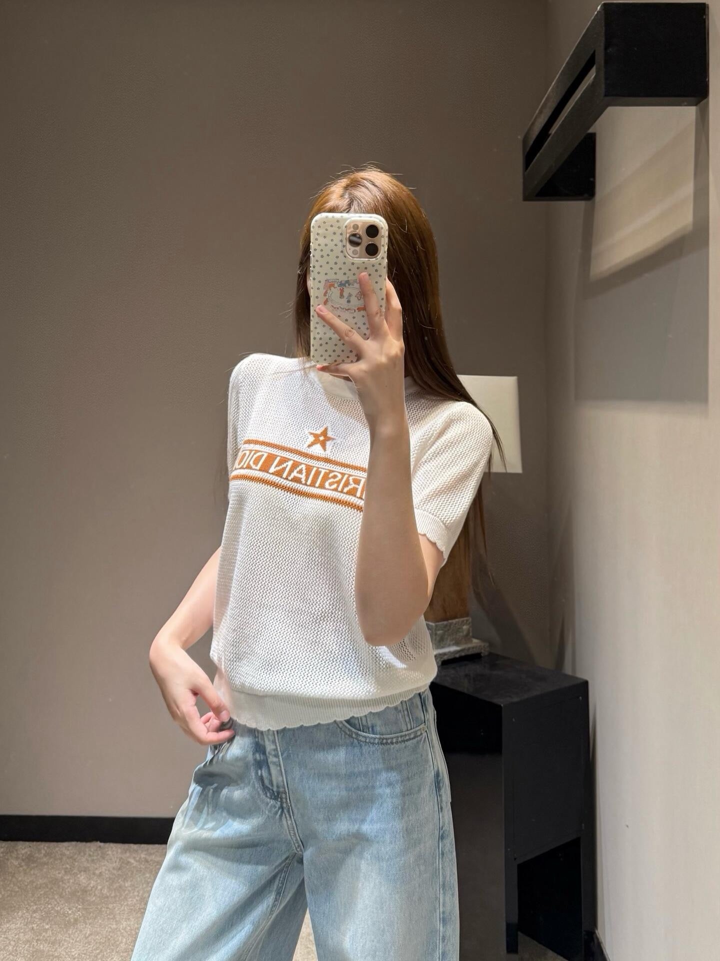 Brown and White T-shirt