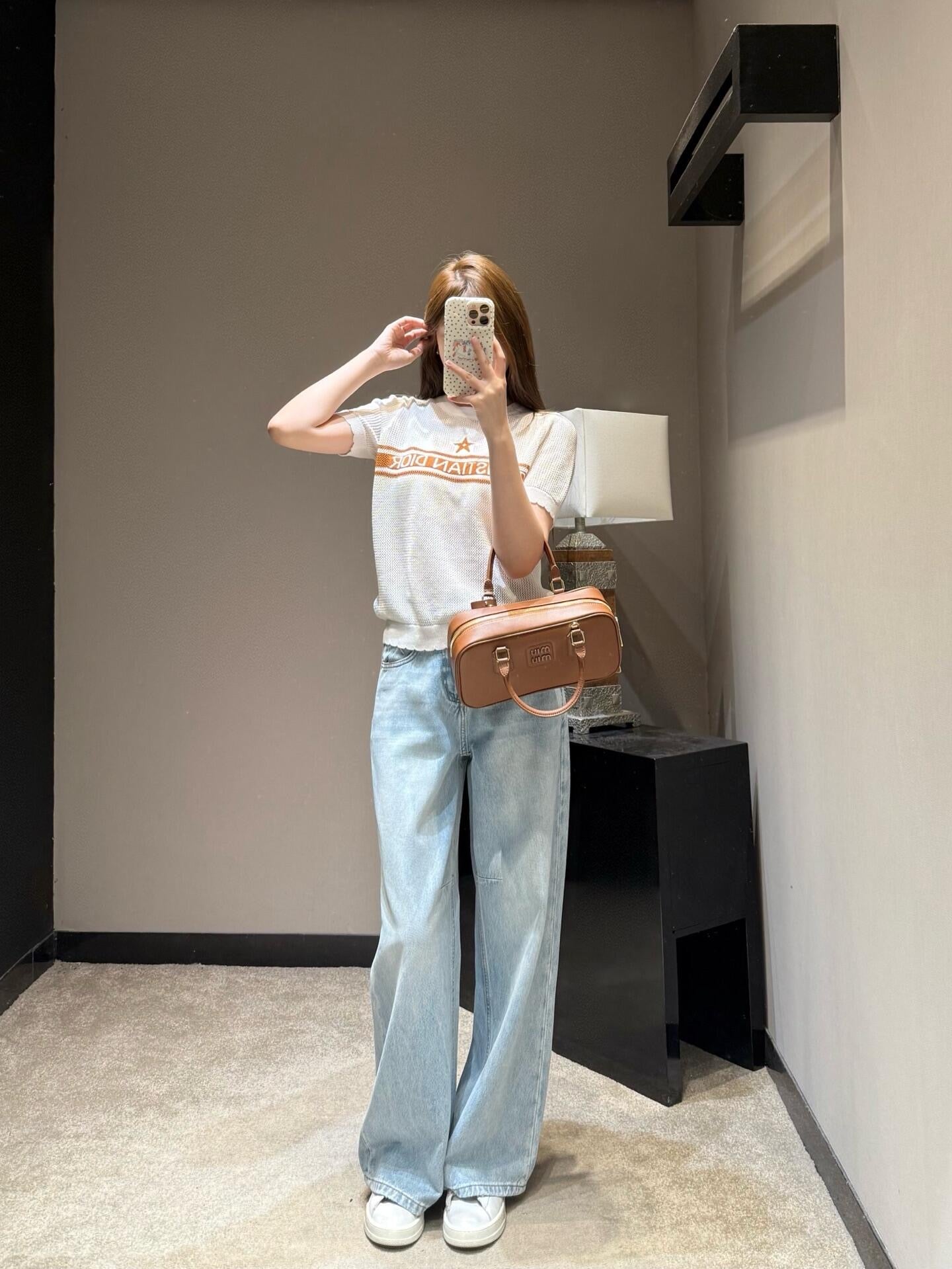 Brown and White T-shirt
